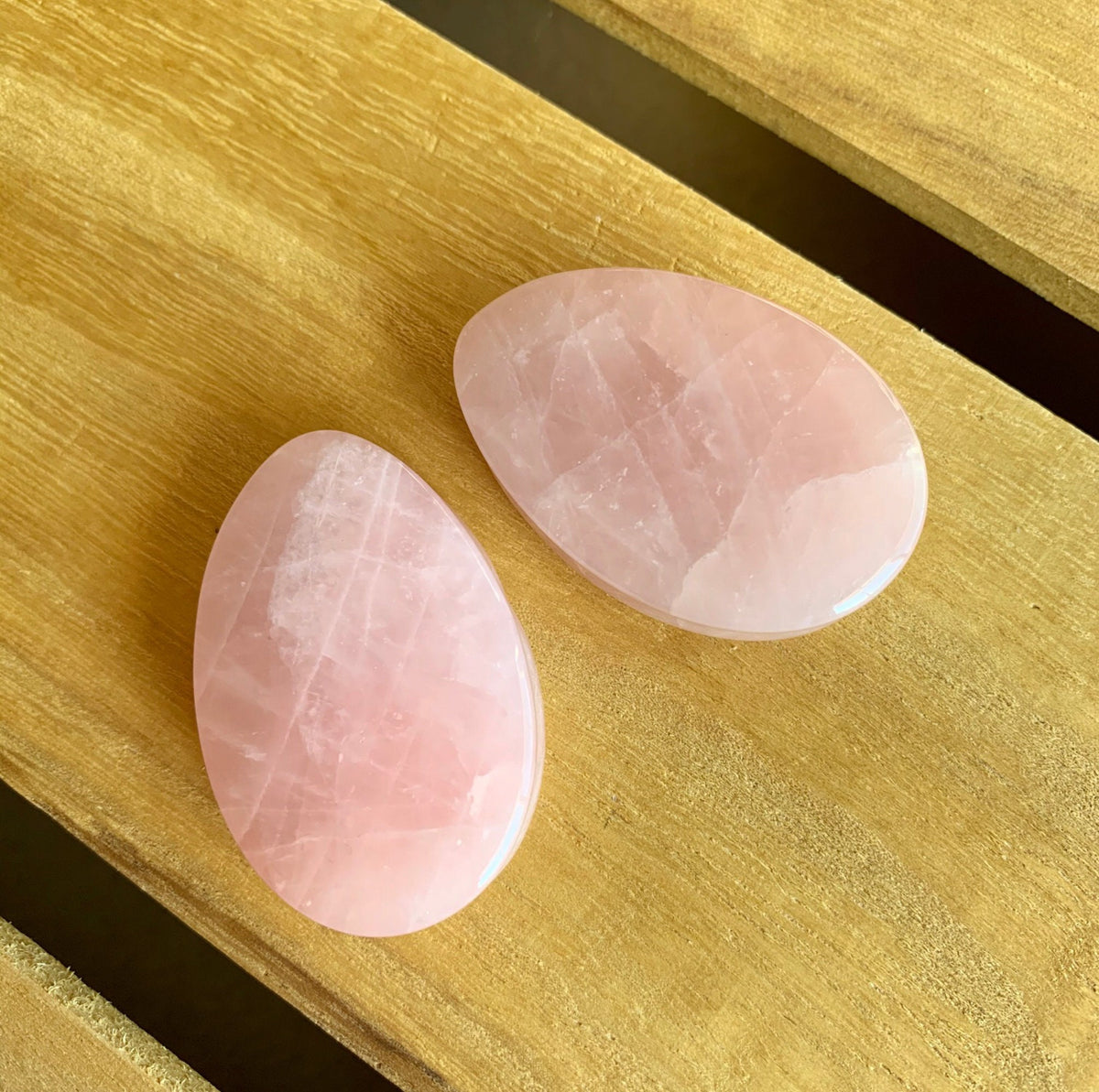 PAIR of Beautiful Teardrop Rose Quartz Organic Stone Plugs - Gauges 0g to 38mm available!
