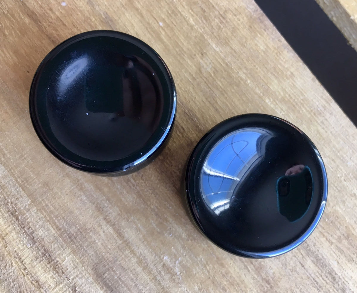 PAIR of Beautiful Organic Concave Black Onyx Stone Plugs - Gauges 0g (8mm) up to 1" (25mm) available!