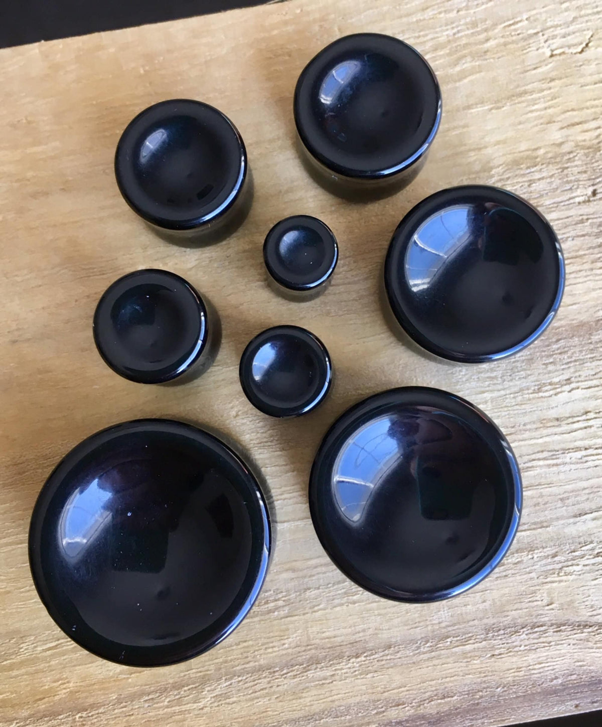 PAIR of Beautiful Organic Concave Black Onyx Stone Plugs - Gauges 0g (8mm) up to 1" (25mm) available!