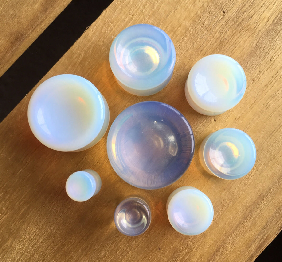 PAIR of Stunning Organic Concave Opalite Stone Plugs - Gauges 0g (8mm) up to 1" (25mm) available!