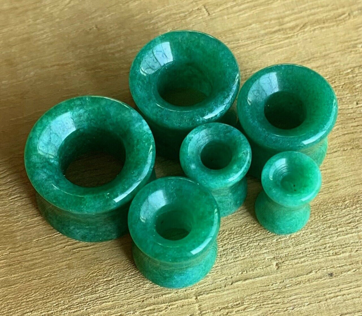 PAIR of Stunning Real Jade Organic Stone Tunnels