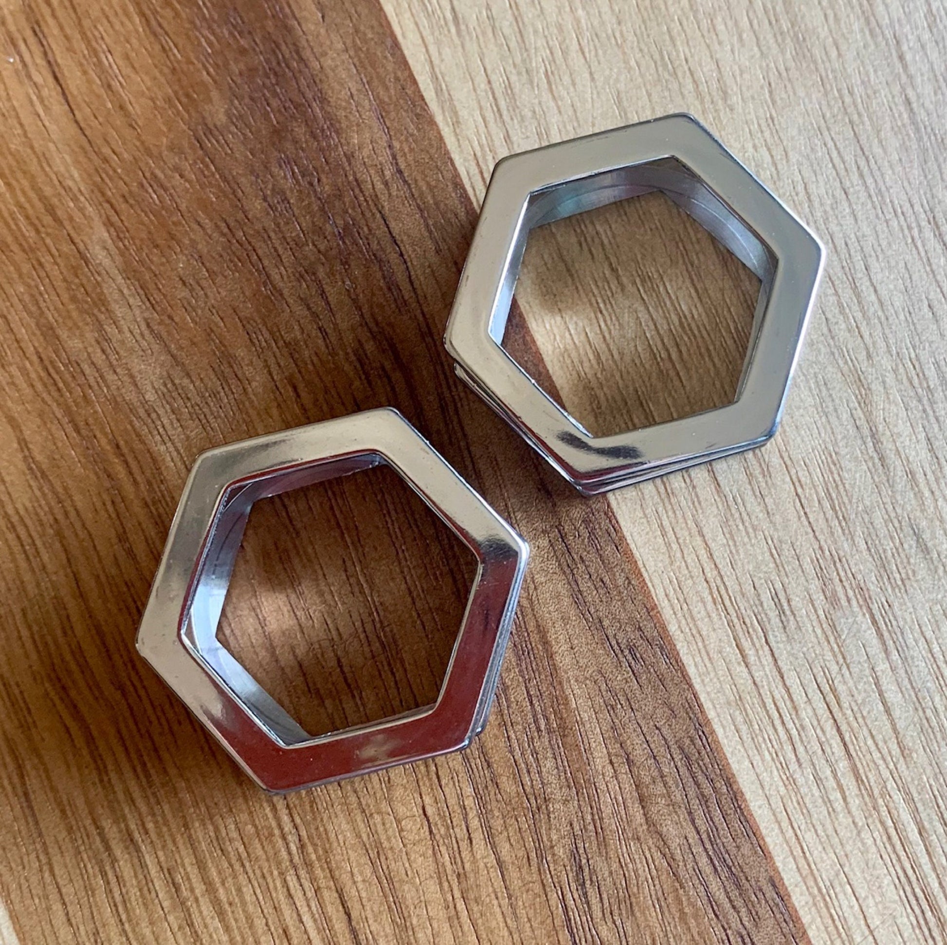 PAIR of Unique Hexagon Steel Screw Fit Tunnels - Gauges 8g (3.2mm) thru 1" (25mm) available!