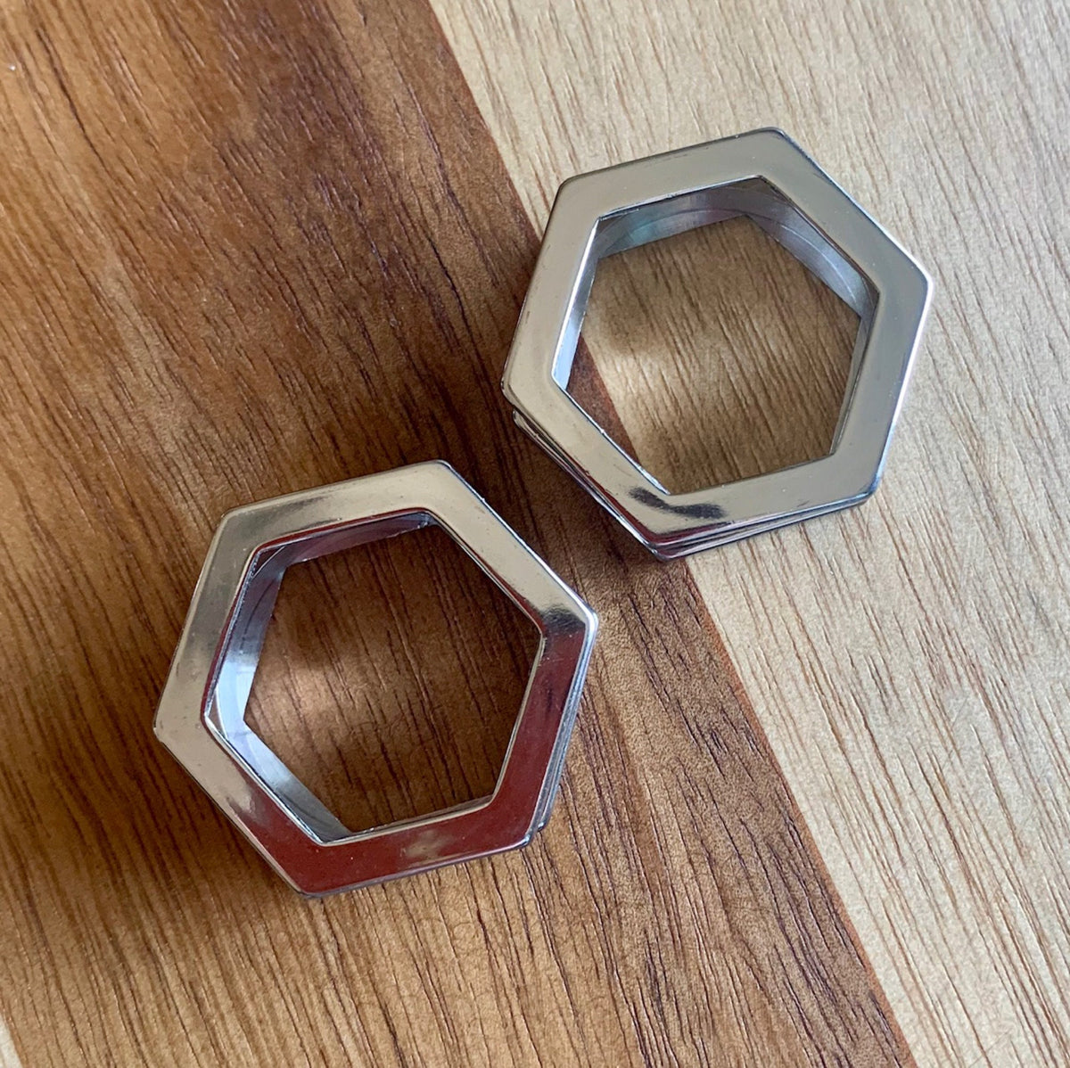 PAIR of Unique Hexagon Steel Screw Fit Tunnels - Gauges 8g (3.2mm) thru 1" (25mm) available!