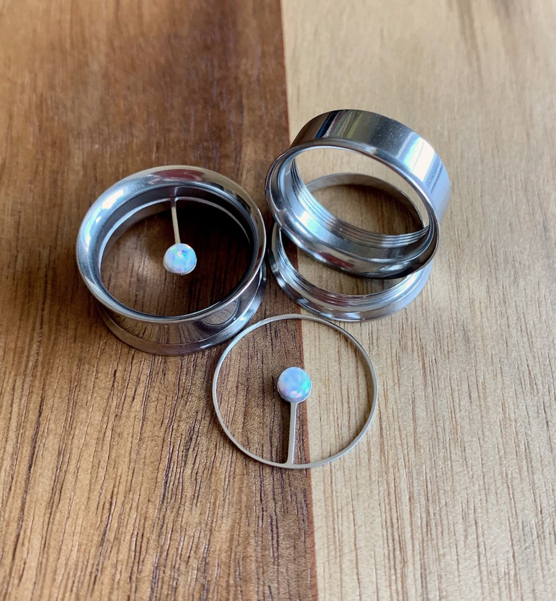 PAIR of Unique Floating Opal Internally Threaded Tunnels/Plugs - Gauges 0g (8mm) thru 1" (25mm) available!