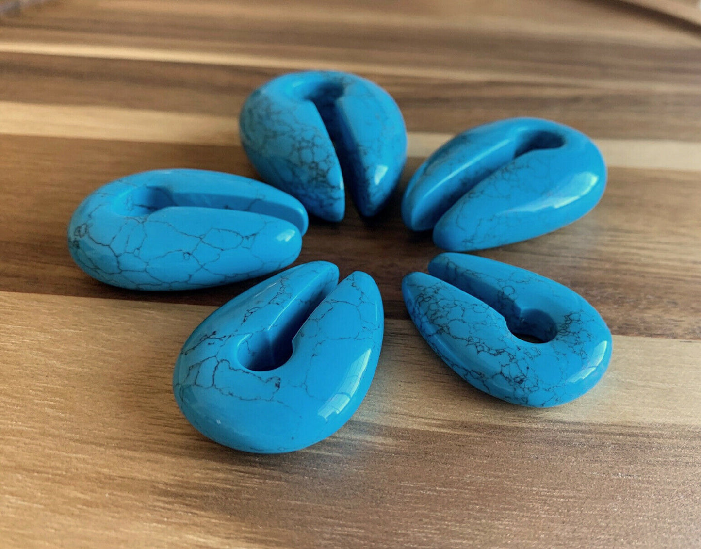 PAIR of Organic Turquoise Keyhole Hanger Ear Weight Tunnels/Plugs - Gauge 0g (8mm) thru 5/16 (16mm) available!