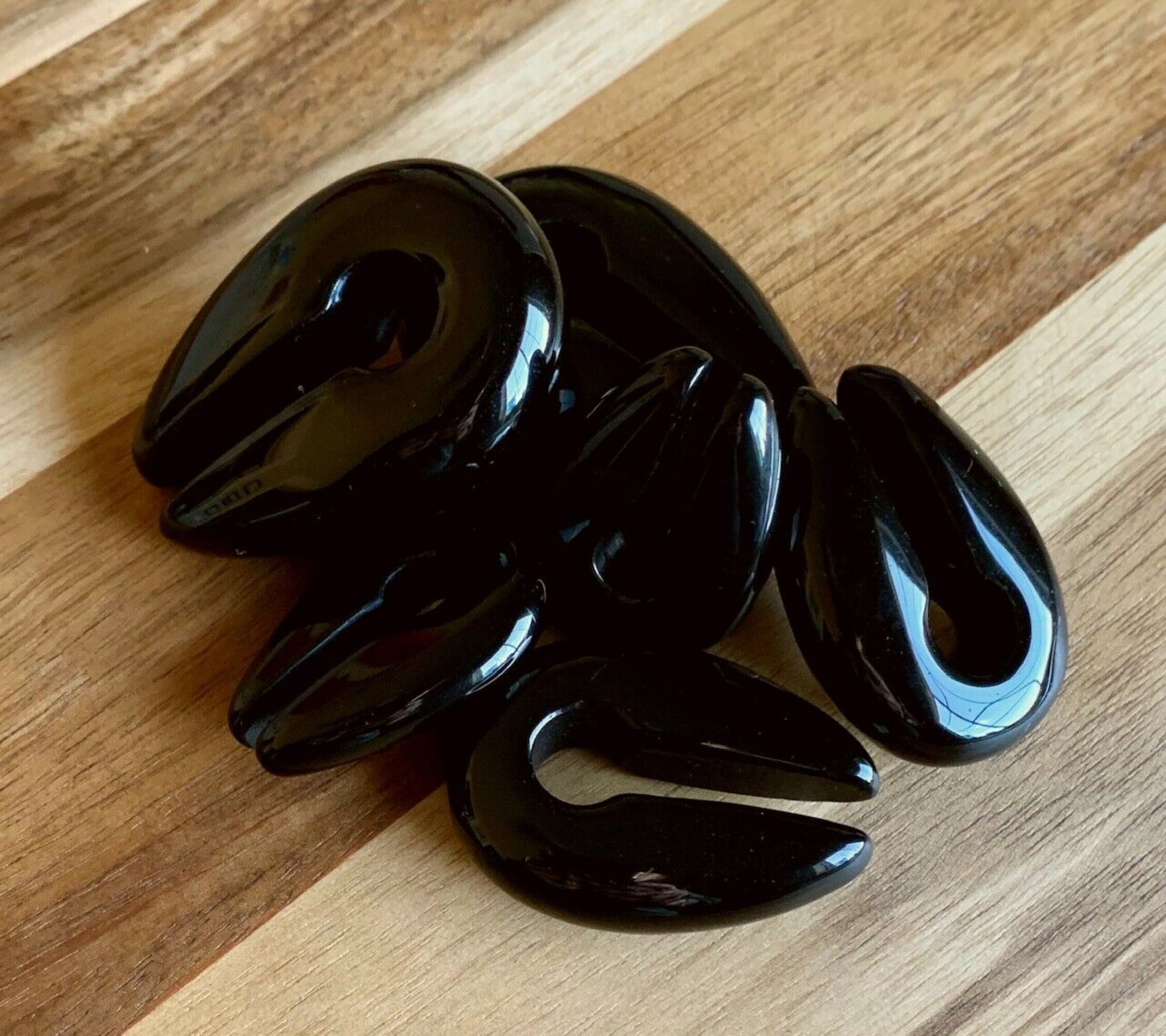 PAIR of Organic Black Agate Keyhole Hanger Ear Weight Tunnels/Plugs - Gauge 0g (8mm) thru 5/8 (16mm) available!