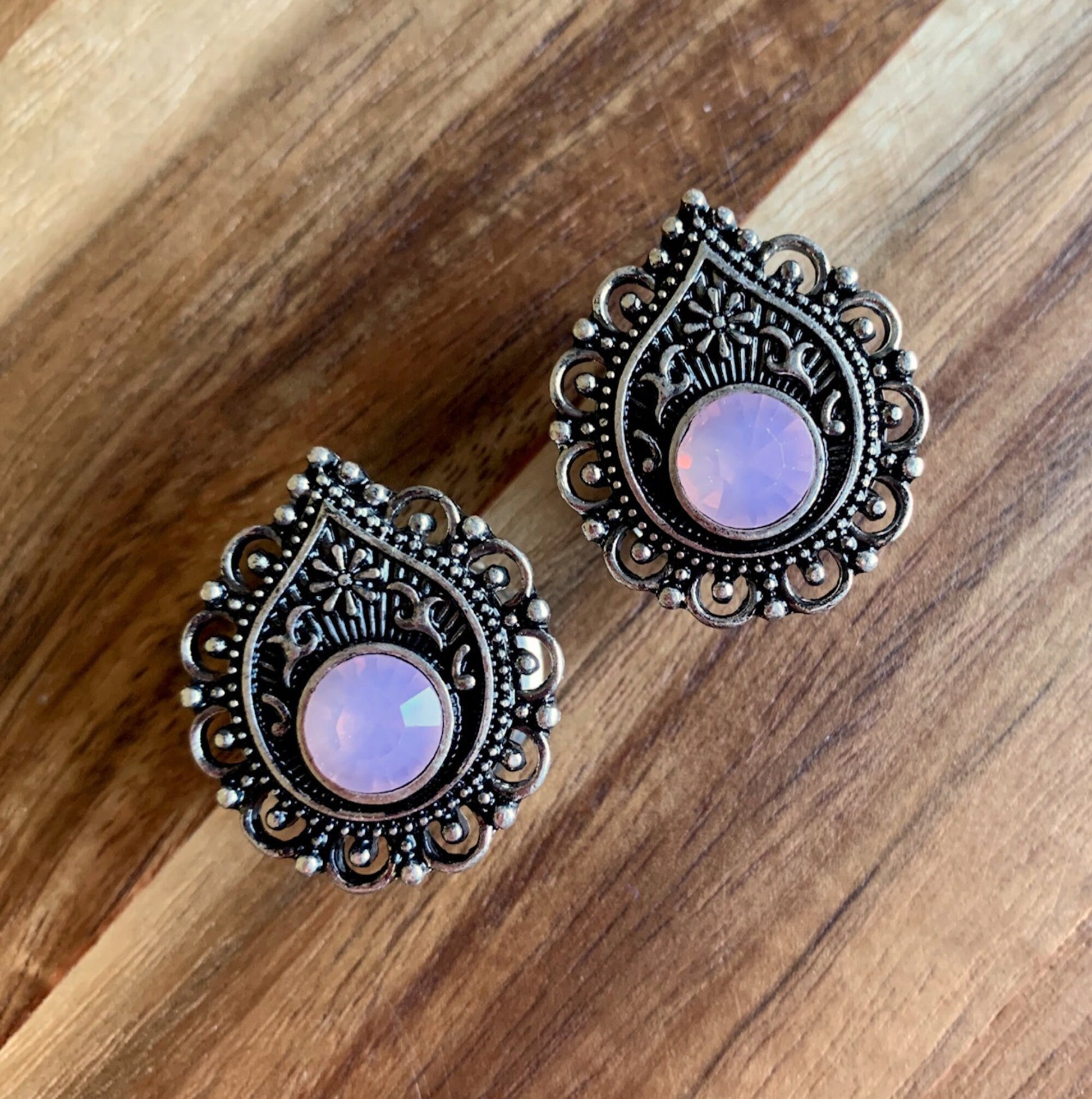 PAIR of Stunning Opalite Stone Teardrop Double Flare Tunnels/Plugs - Gauges 2g (6mm) thru 5/8" (16mm) available!