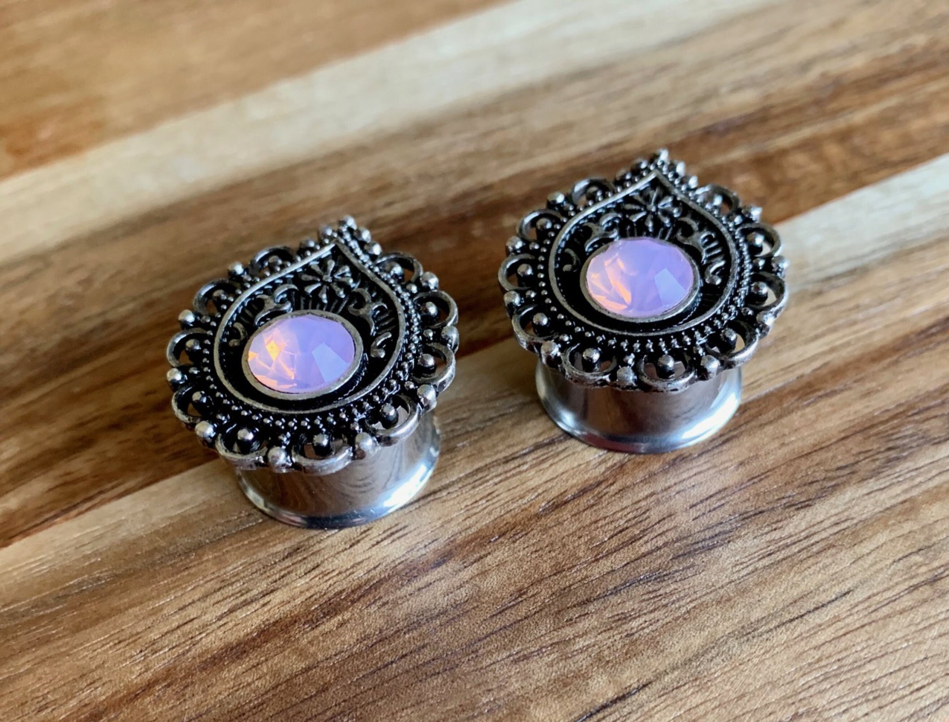 PAIR of Stunning Opalite Stone Teardrop Double Flare Tunnels/Plugs - Gauges 2g (6mm) thru 5/8" (16mm) available!