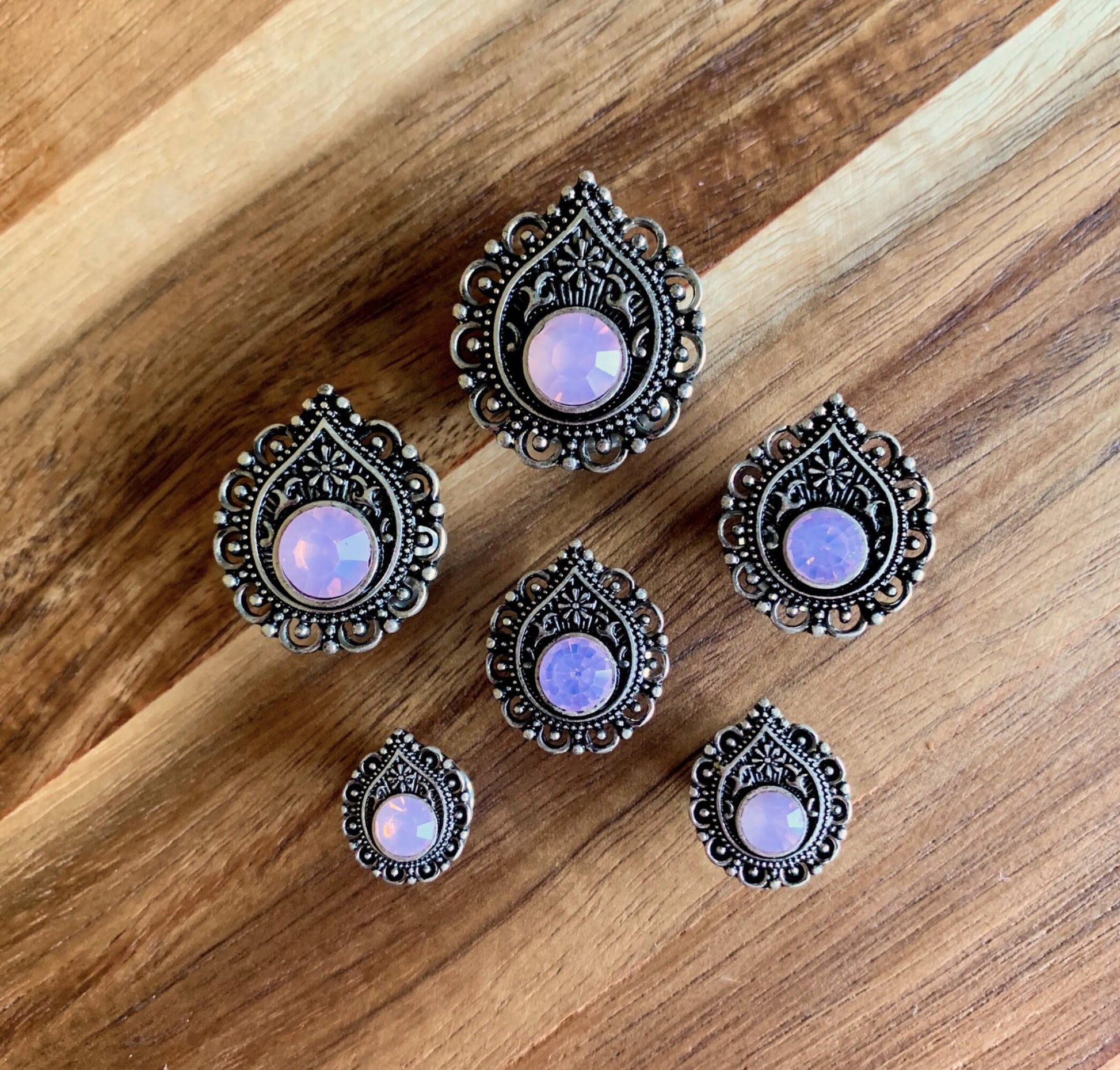 PAIR of Stunning Opalite Stone Teardrop Double Flare Tunnels/Plugs - Gauges 2g (6mm) thru 5/8" (16mm) available!
