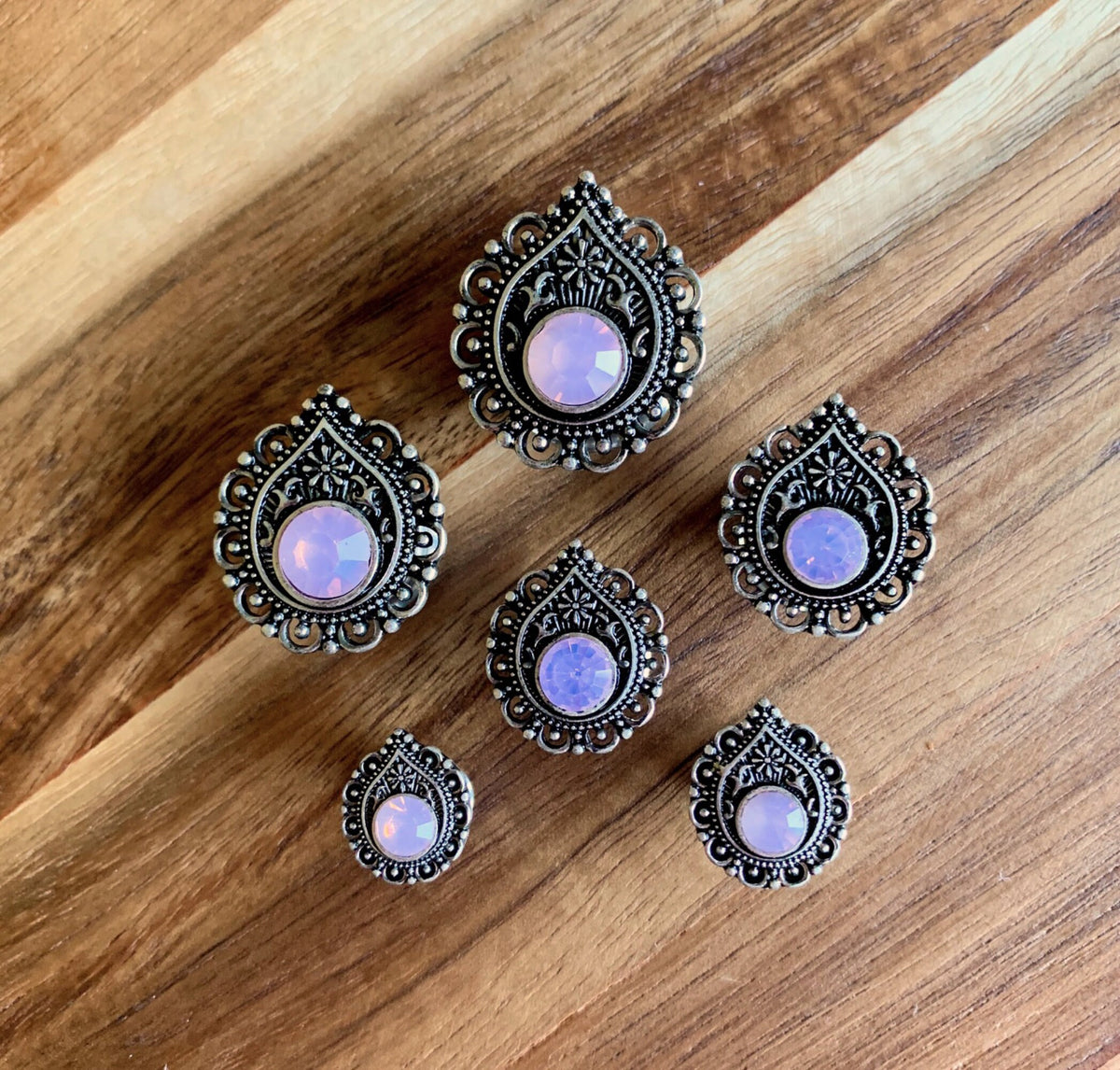 PAIR of Stunning Opalite Stone Teardrop Double Flare Tunnels/Plugs - Gauges 2g (6mm) thru 5/8" (16mm) available!