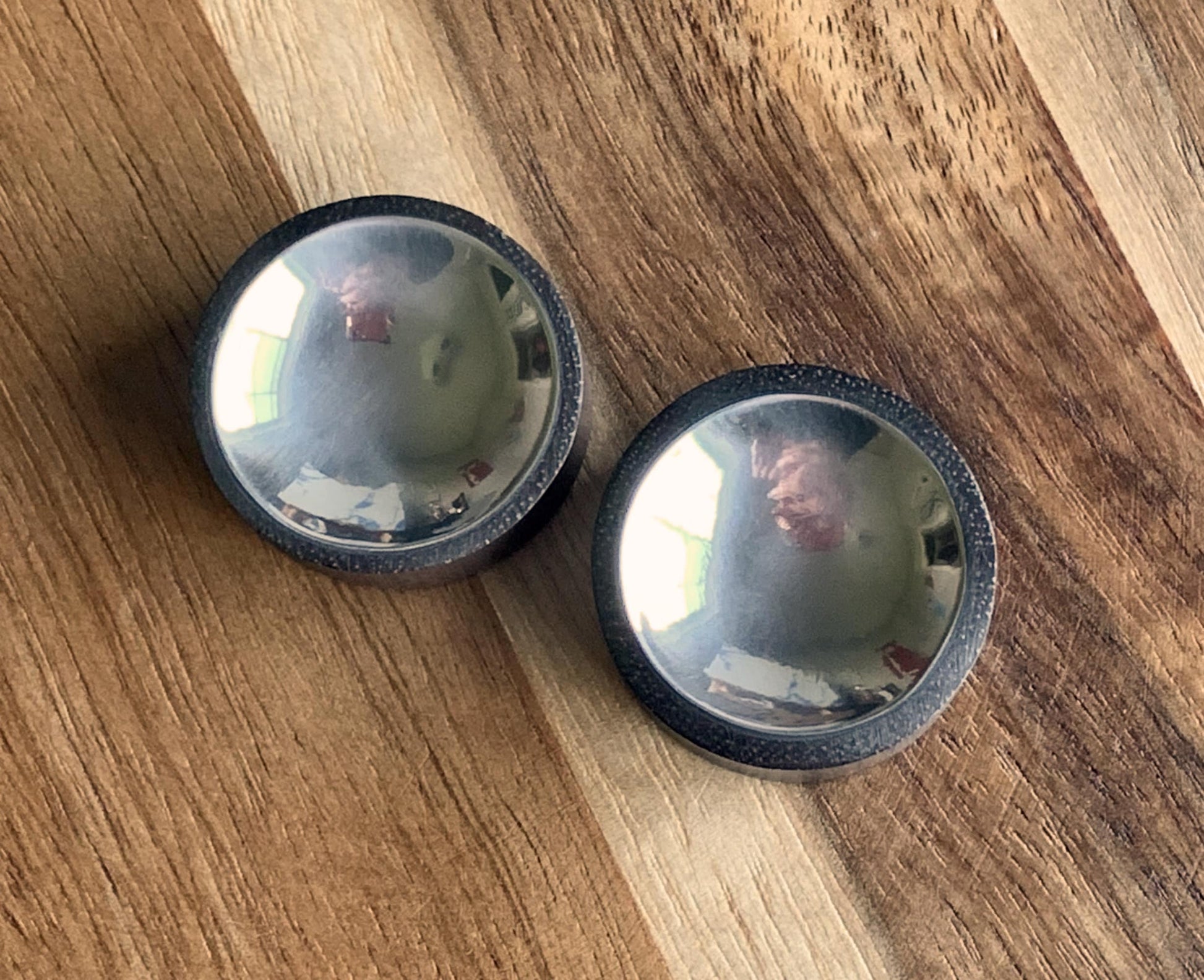 PAIR of Unique Concave Silver Tin Sono Wood Double Flare Plugs - Gauges 00g (10mm) up to 1" (25mm) available!