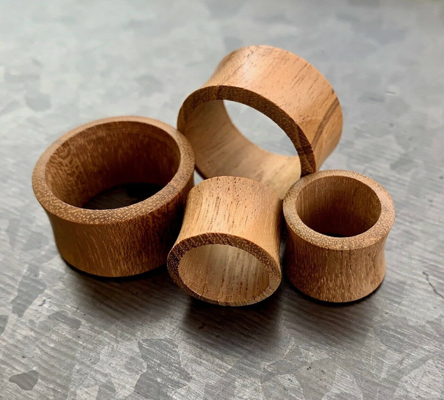 PAIR of Unique Organic Teak Wood Double Flare Tunnels/Plugs - Gauges 8g (3.2mm) up to 1" (25mm) available!