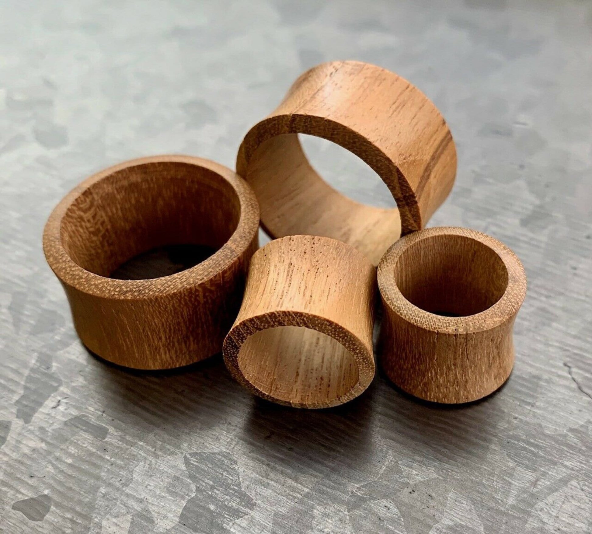 PAIR of Unique Organic Teak Wood Double Flare Tunnels/Plugs - Gauges 8g (3.2mm) up to 1" (25mm) available!