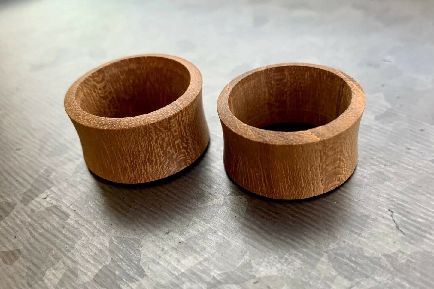 PAIR of Unique Organic Teak Wood Double Flare Tunnels/Plugs - Gauges 8g (3.2mm) up to 1" (25mm) available!