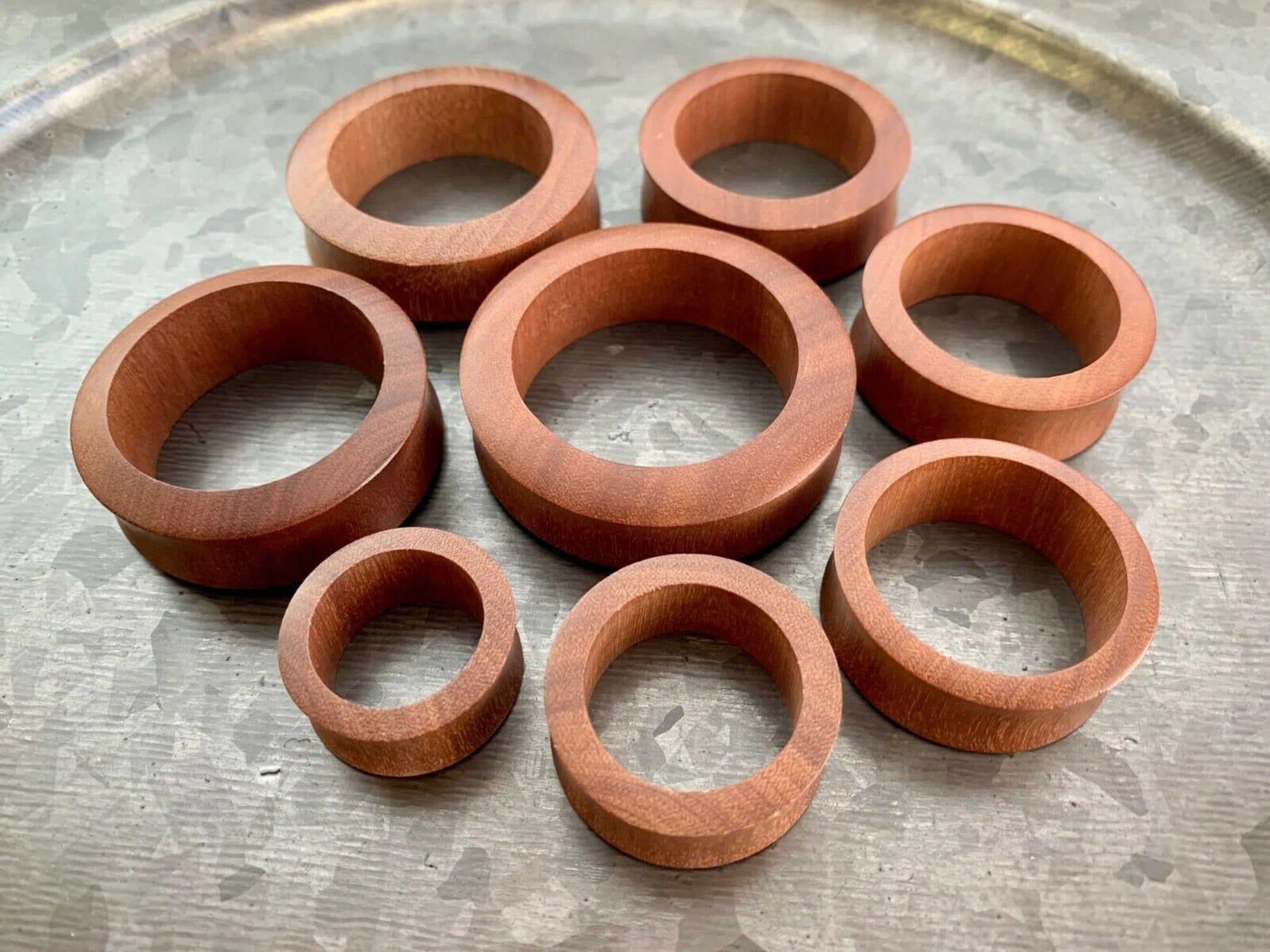 PAIR of Concave Sawo Wood Double Flare Tunnels/Plugs - Gauges 1" (25mm) up to 2" (52mm) available!