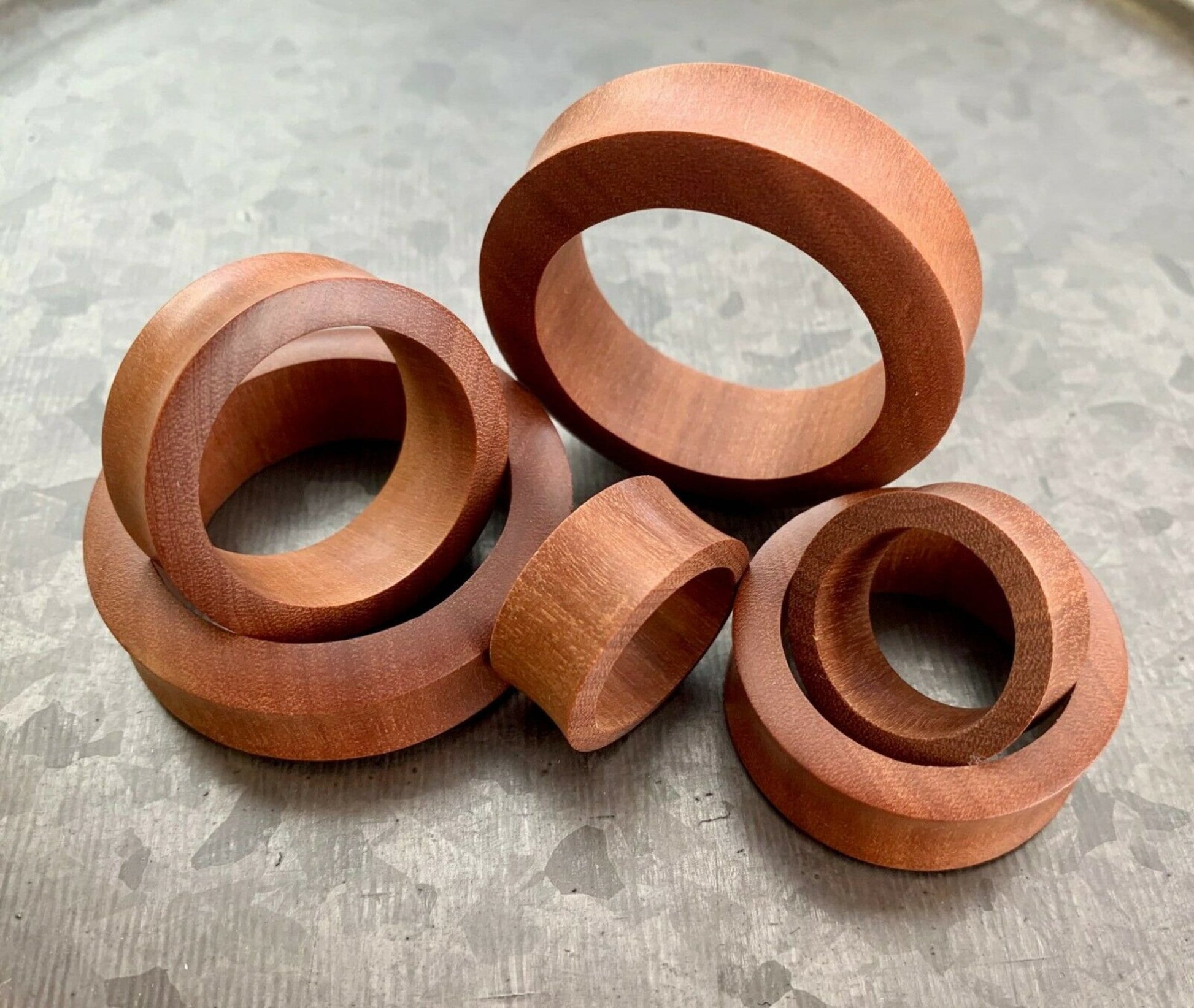 PAIR of Concave Sawo Wood Double Flare Tunnels/Plugs - Gauges 1" (25mm) up to 2" (52mm) available!