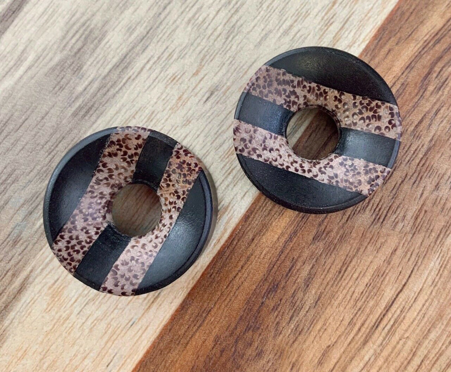 PAIR of Stunning Organic Coconut & Areng Wood Concave Tunnels - Gauges 2g (6mm) thru 1" (25mm) available!