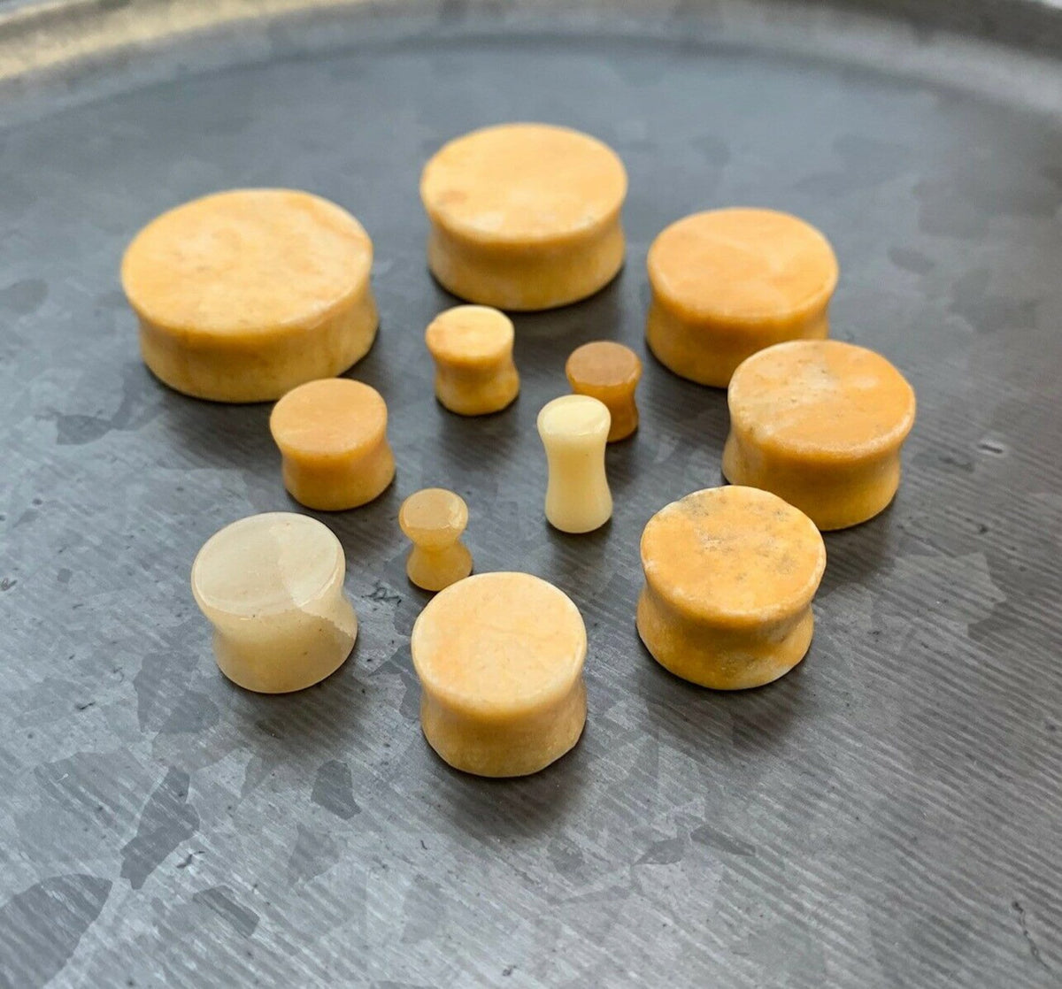 PAIR of Unique Yellow Burmese Organic Stone Plugs - Gauges 6g (4mm) up to 1" (25mm) available!