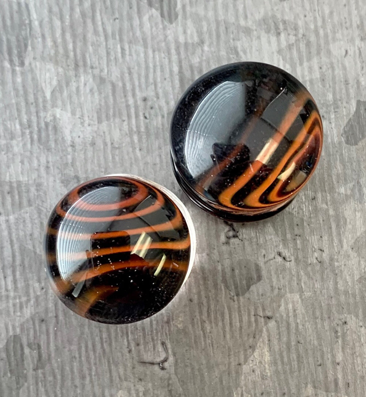 PAIR of Red Feather Design Pyrex Glass Double Flare Plugs - Gauges 2g (6mm) through 5/8" (16mm) available!