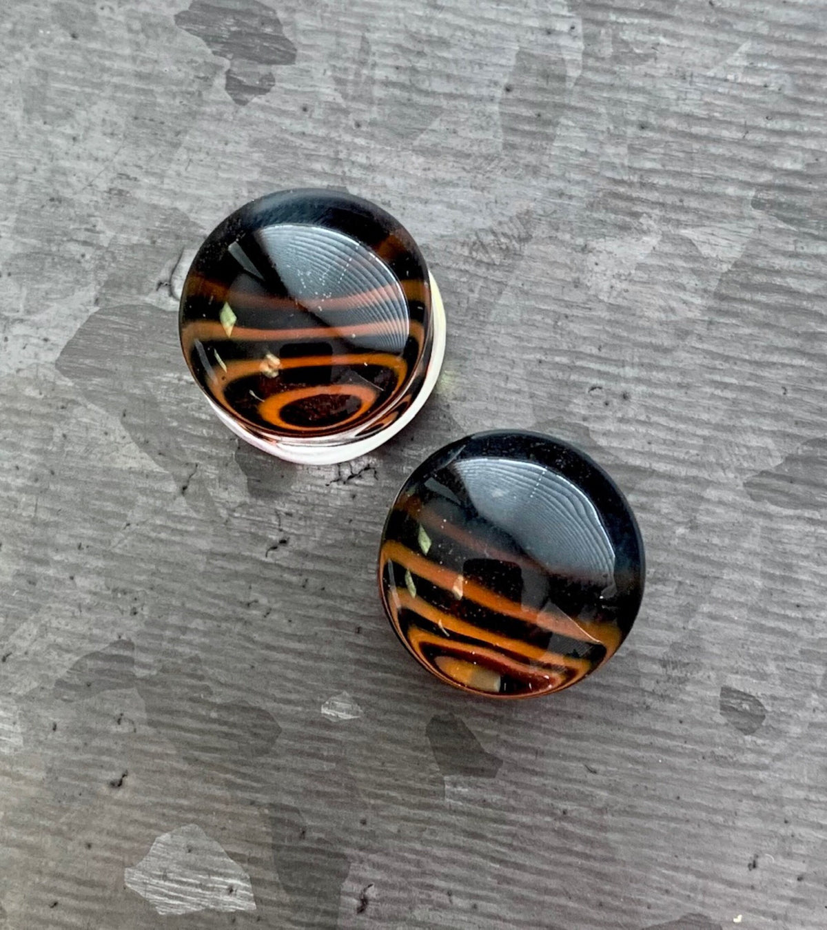 PAIR of Red Feather Design Pyrex Glass Double Flare Plugs - Gauges 2g (6mm) through 5/8" (16mm) available!