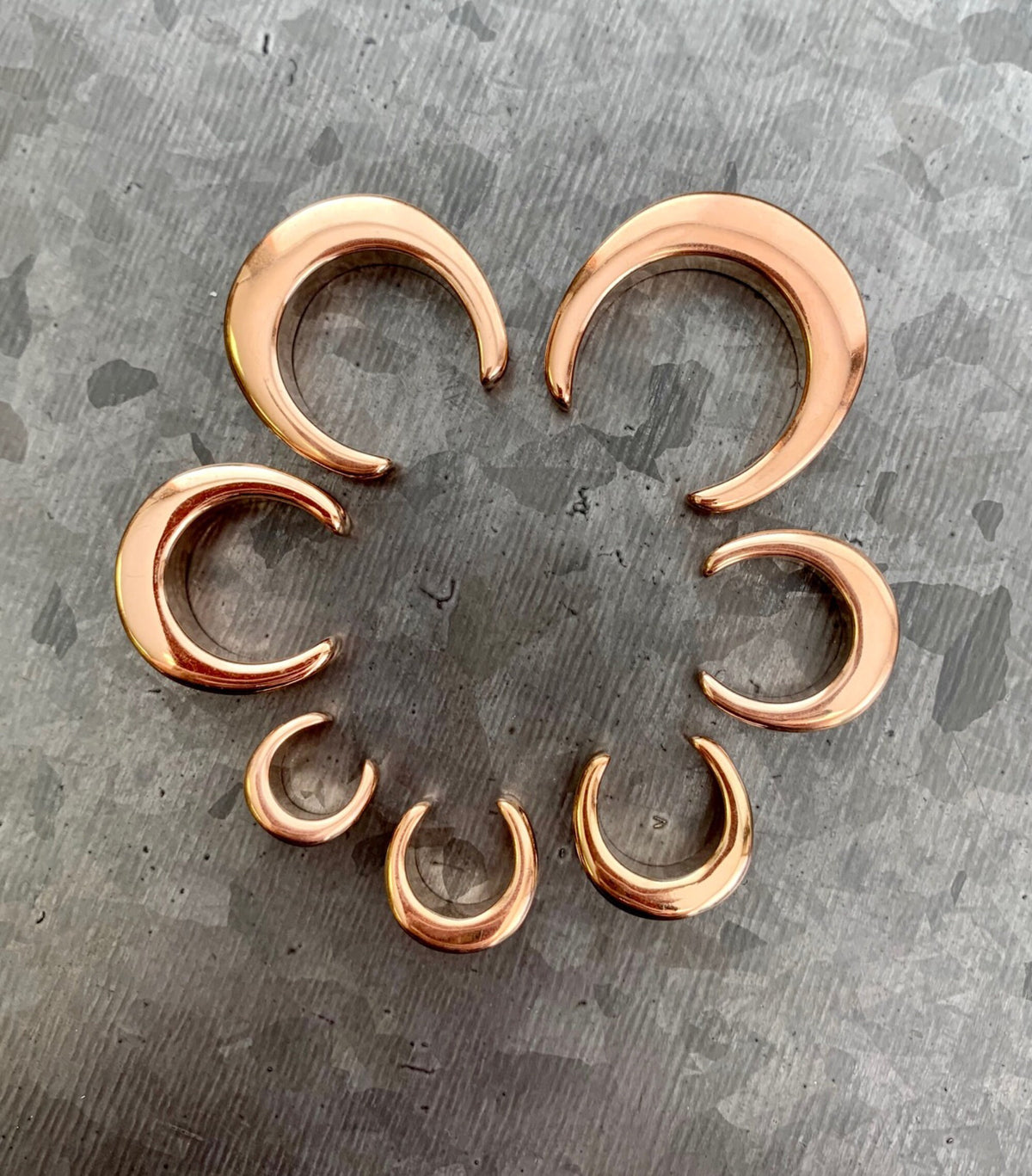 Pair of Beautiful Rose Gold Saddle Surgical Steel Ear Spreaders Hanger-Tunnels/Plugs - Gauges 00g (10mm) thru 1" (25mm) available!