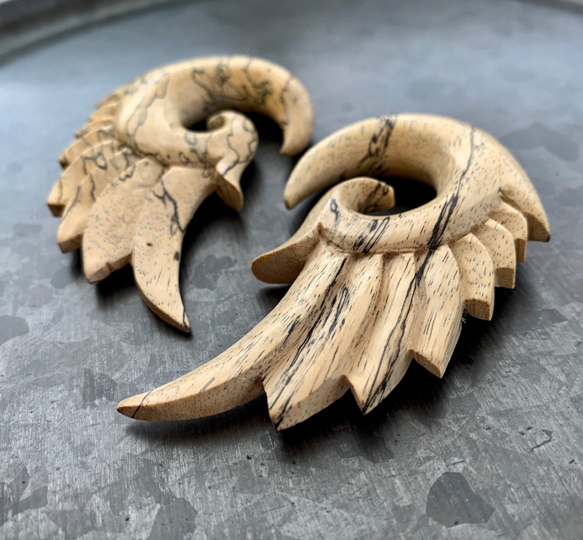 PAIR of Stunning Organic Tamarind Wood Wing Tapers/Hangers - Gauges 4g (5mm) up to 0000g (12mm) available!