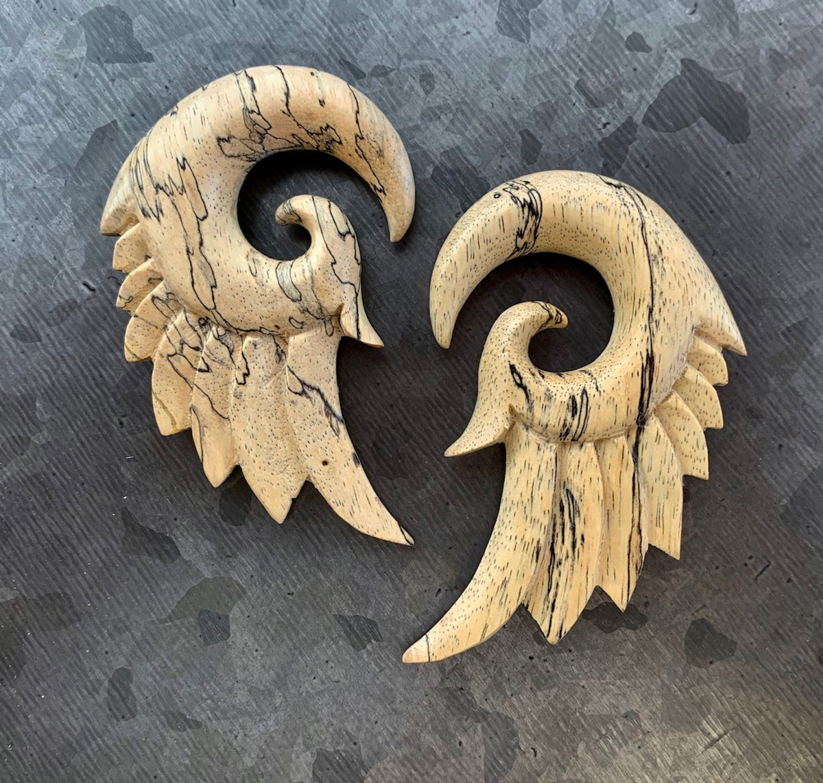PAIR of Stunning Organic Tamarind Wood Wing Tapers/Hangers - Gauges 4g (5mm) up to 0000g (12mm) available!