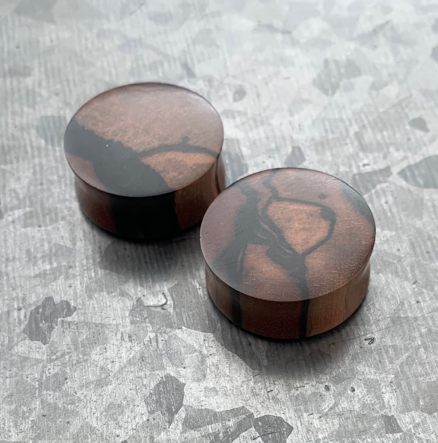 PAIR of Beautiful Organic Ebony Wood Convex Saddle Double Flare Plugs/Tunnels - Gauges 8g (3.2mm) up to 1" (25mm) available!