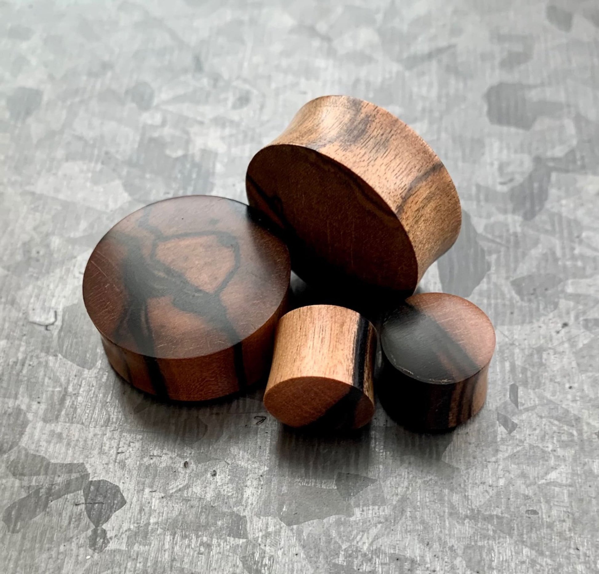 PAIR of Beautiful Organic Ebony Wood Convex Saddle Double Flare Plugs/Tunnels - Gauges 8g (3.2mm) up to 1" (25mm) available!