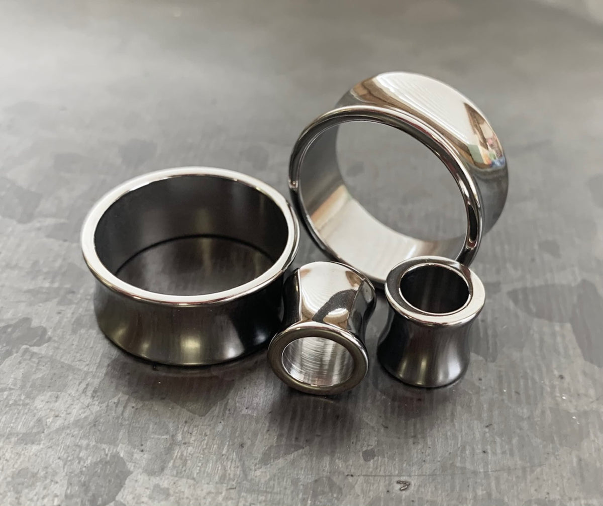 PAIR of Beautiful Steel Saddle Double Flare Tunnels/Plugs - Gauges 8g (3.2mm) thru 1" (25mm) available!