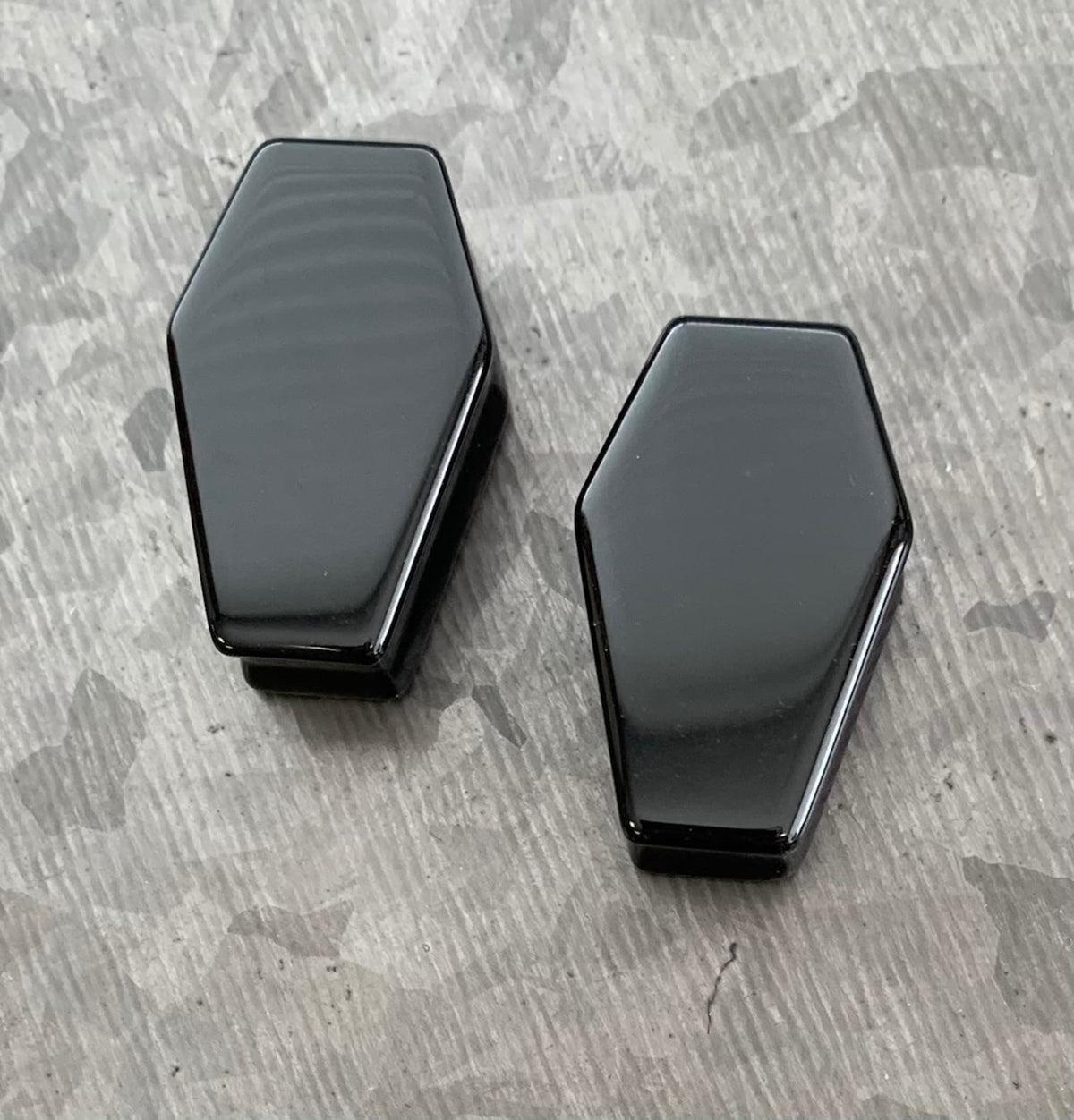 PAIR of Unique Coffin Shaped Organic Black Obsidian Double Flare Stone Plugs - Gauges 2g (6mm) to 1" (25mm) available!