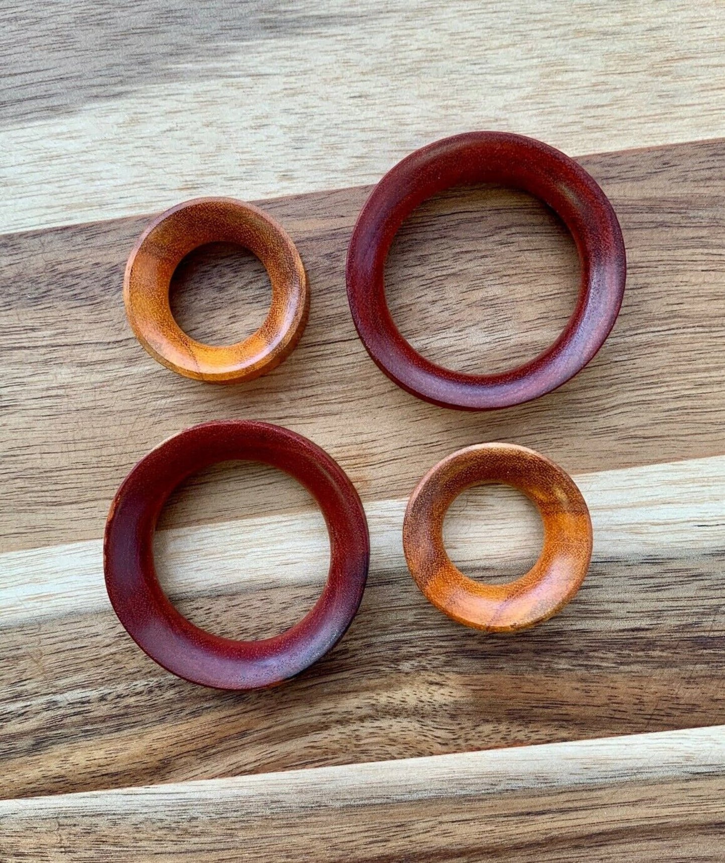 PAIR of Beautiful Organic Chang Wood Double Flare Tunnels/Plugs - Gauges 0g (8mm) up to 2" (50mm) available!