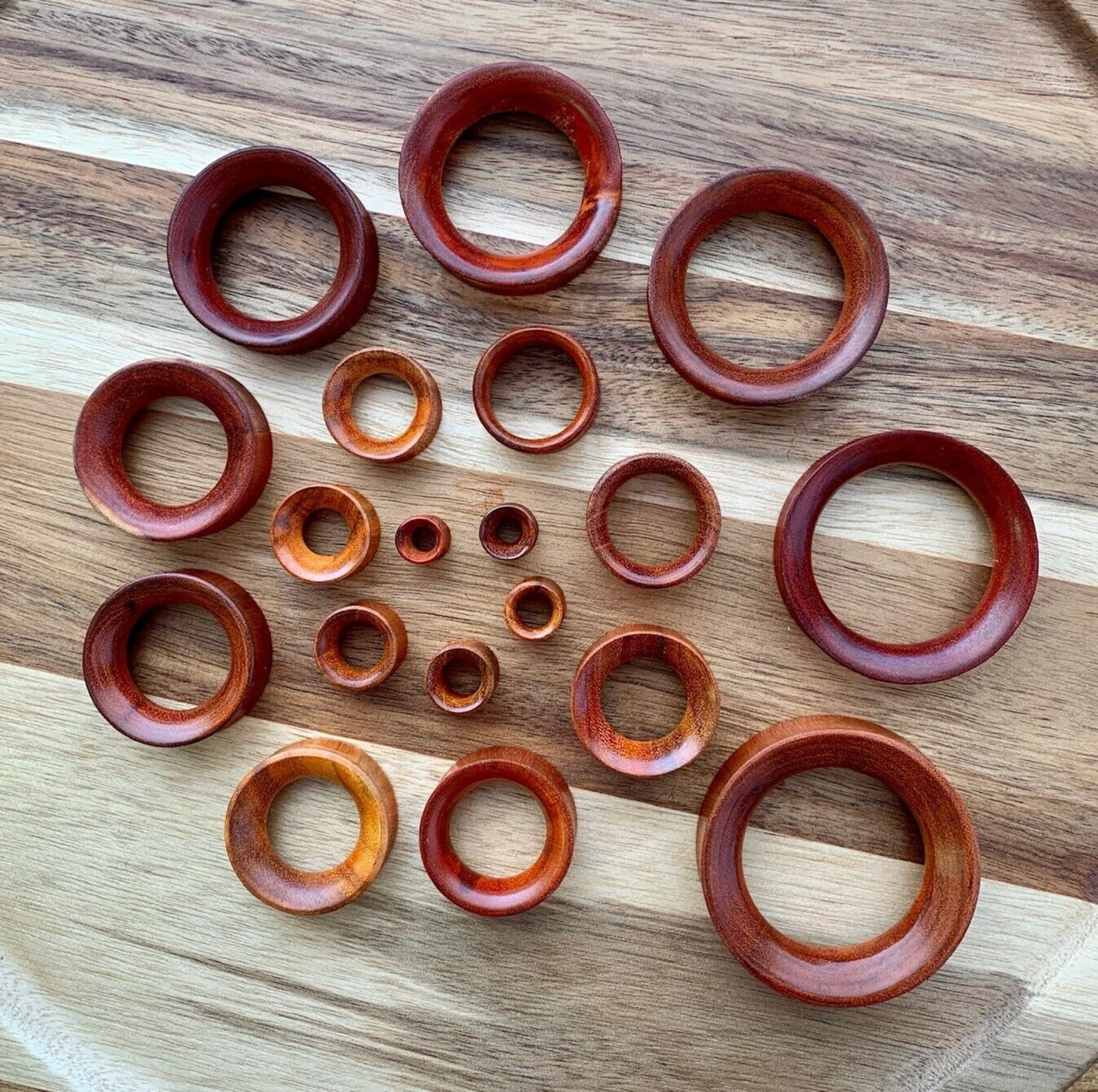 PAIR of Beautiful Organic Chang Wood Double Flare Tunnels/Plugs - Gauges 0g (8mm) up to 2" (50mm) available!