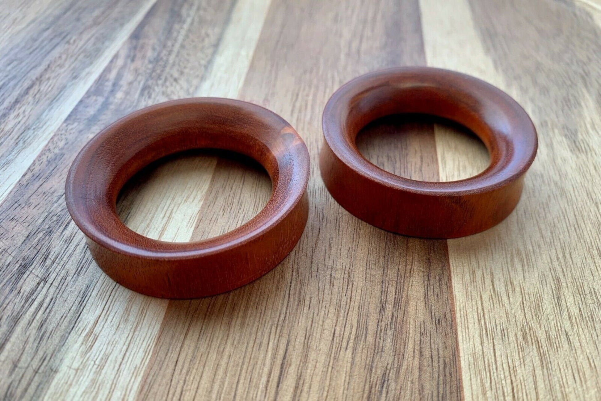 PAIR of Beautiful Organic Chang Wood Double Flare Tunnels/Plugs - Gauges 0g (8mm) up to 2" (50mm) available!