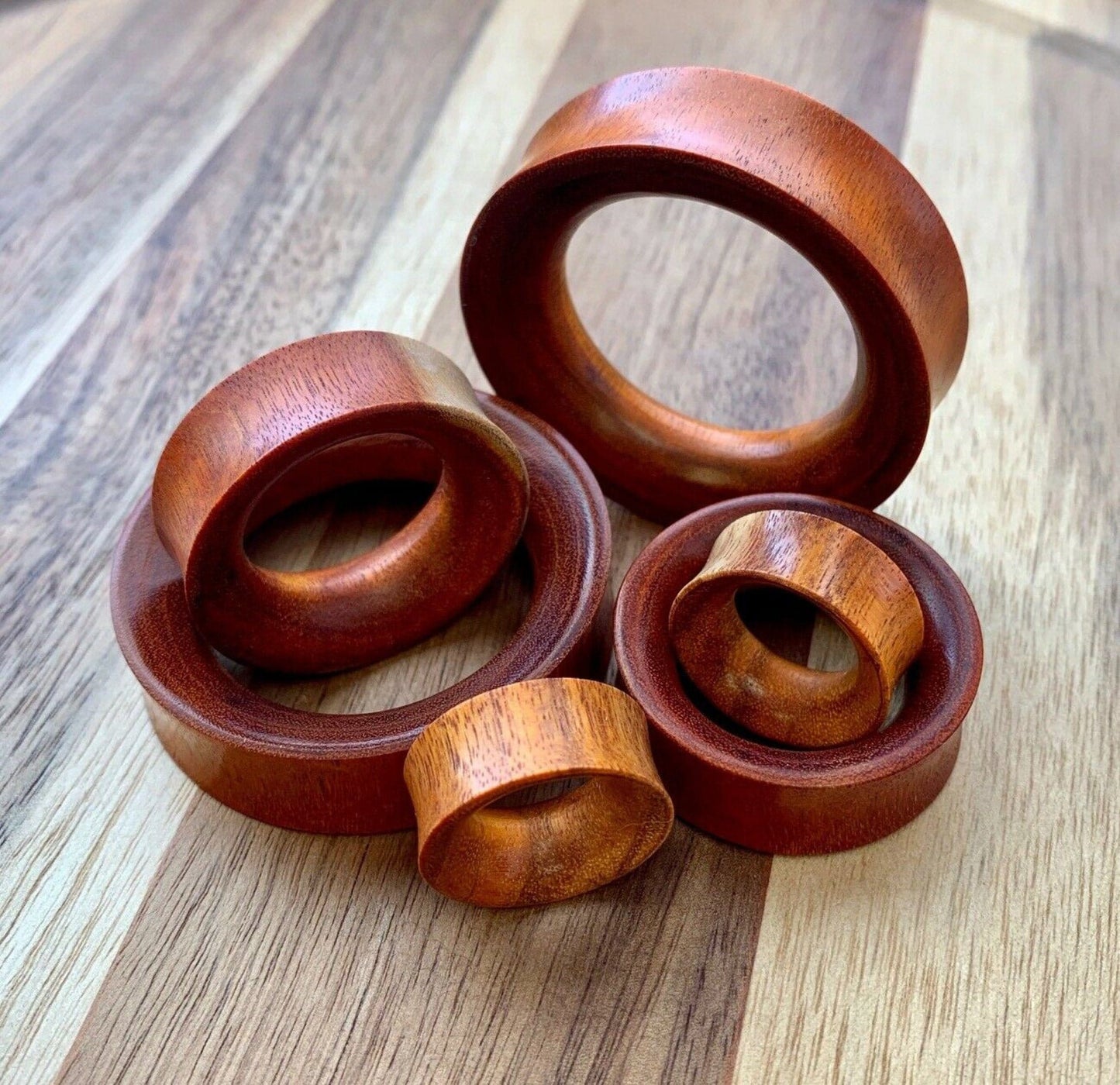 PAIR of Beautiful Organic Chang Wood Double Flare Tunnels/Plugs - Gauges 0g (8mm) up to 2" (50mm) available!