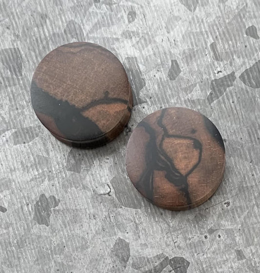 PAIR of Beautiful Organic Ebony Wood Convex Saddle Double Flare Plugs/Tunnels - Gauges 8g (3.2mm) up to 1" (25mm) available!