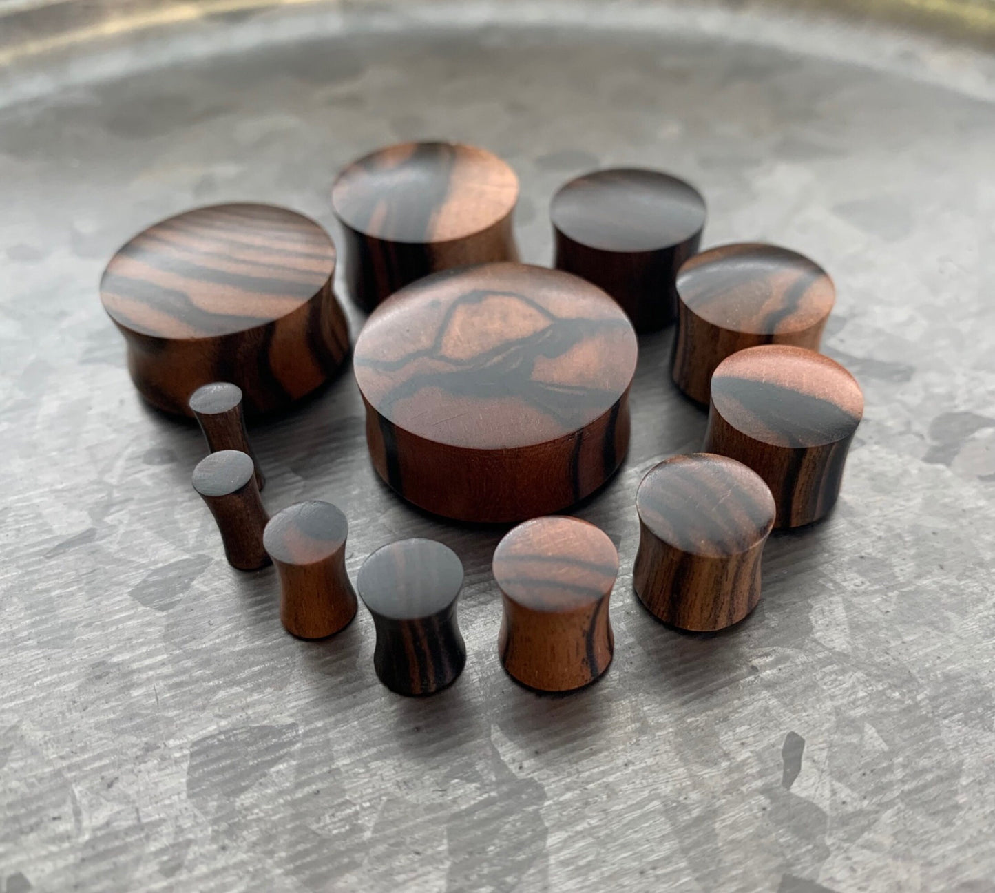 PAIR of Beautiful Organic Ebony Wood Convex Saddle Double Flare Plugs/Tunnels - Gauges 8g (3.2mm) up to 1" (25mm) available!