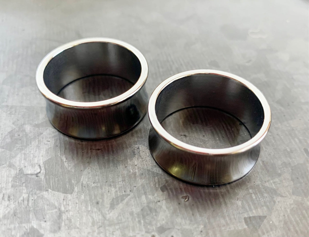 PAIR of Beautiful Steel Saddle Double Flare Tunnels/Plugs - Gauges 8g (3.2mm) thru 1" (25mm) available!