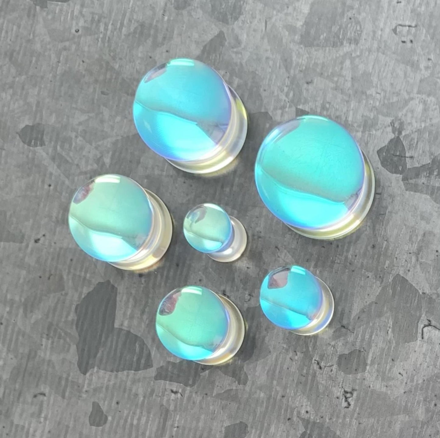 PAIR of Beautiful Iridescent Glass Double Flare Plugs - Gauges 2g (6mm) through 1 1/4" (32mm) available!