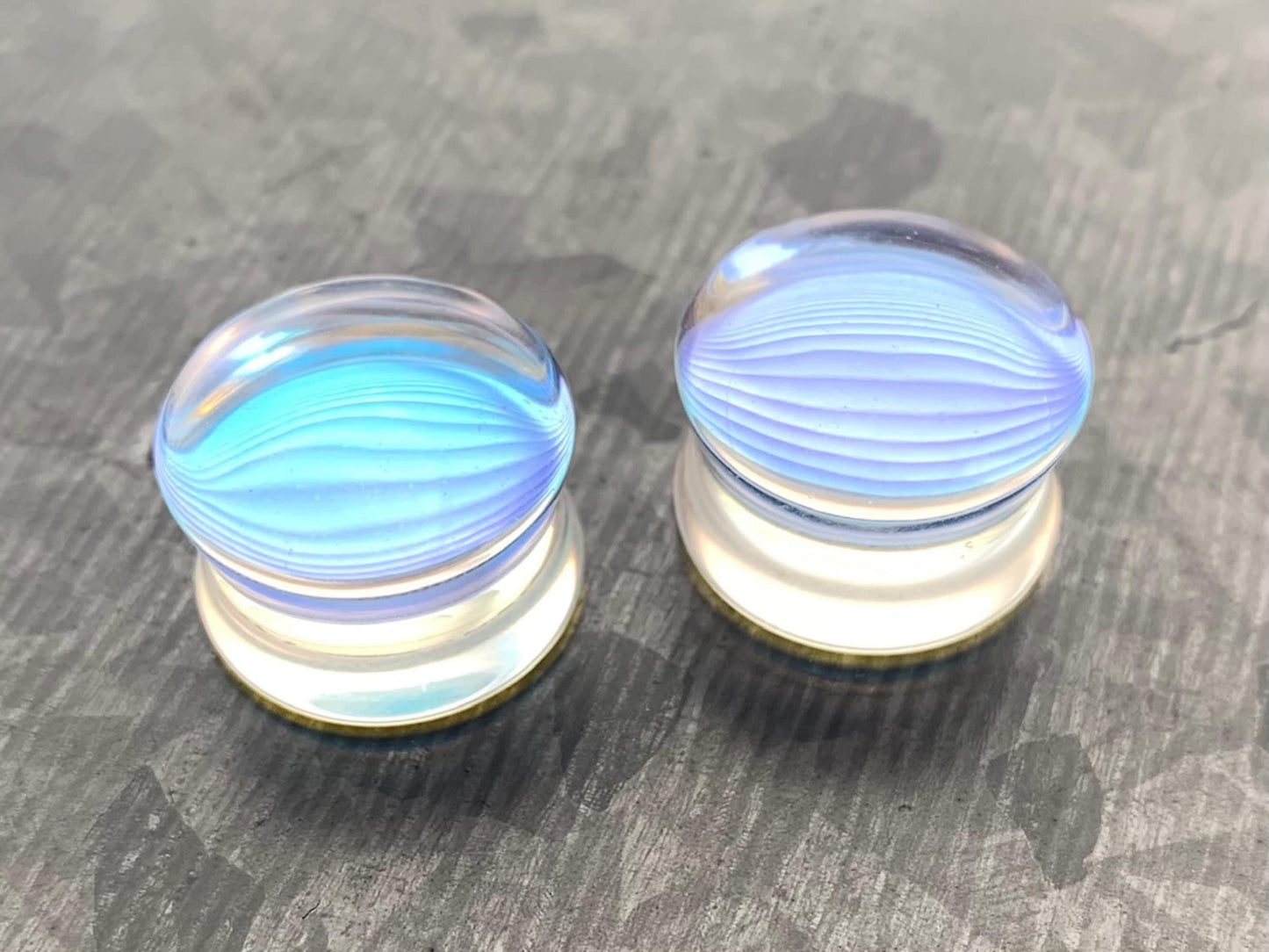 PAIR of Beautiful Iridescent Glass Double Flare Plugs - Gauges 2g (6mm) through 1 1/4" (32mm) available!