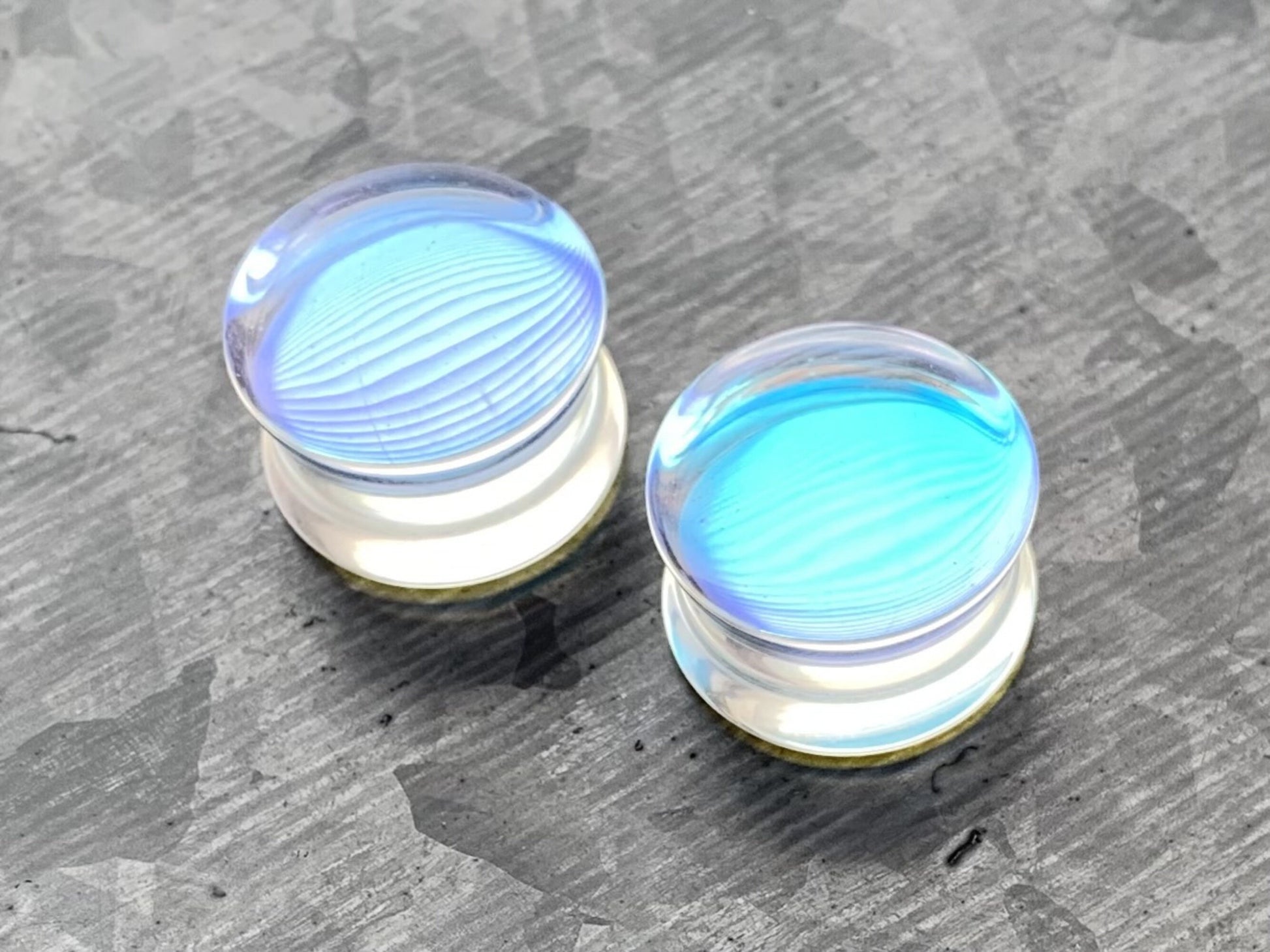 PAIR of Beautiful Iridescent Glass Double Flare Plugs - Gauges 2g (6mm) through 1 1/4" (32mm) available!