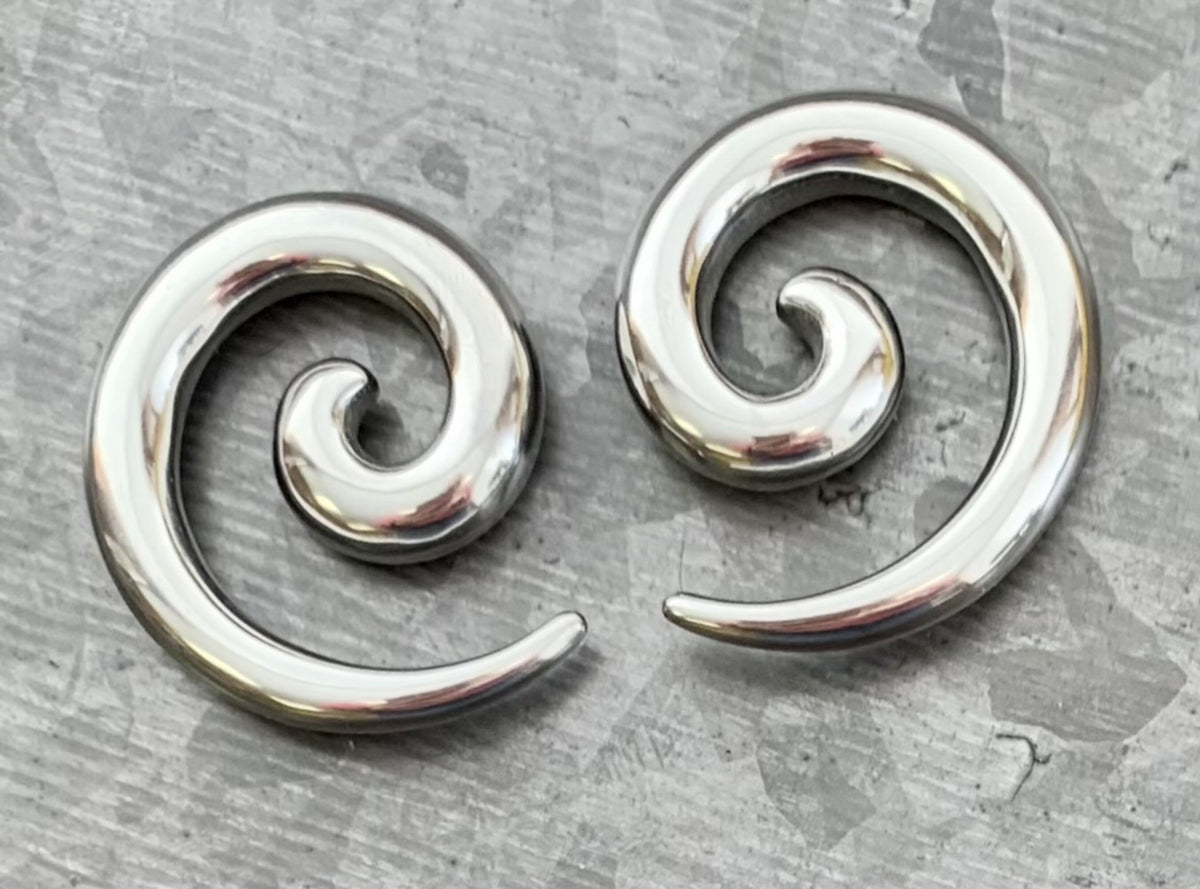 PAIR of Unique Stainless Steel Spiral Tapers Expanders - Gauges 14g thru 0g (8mm) available!