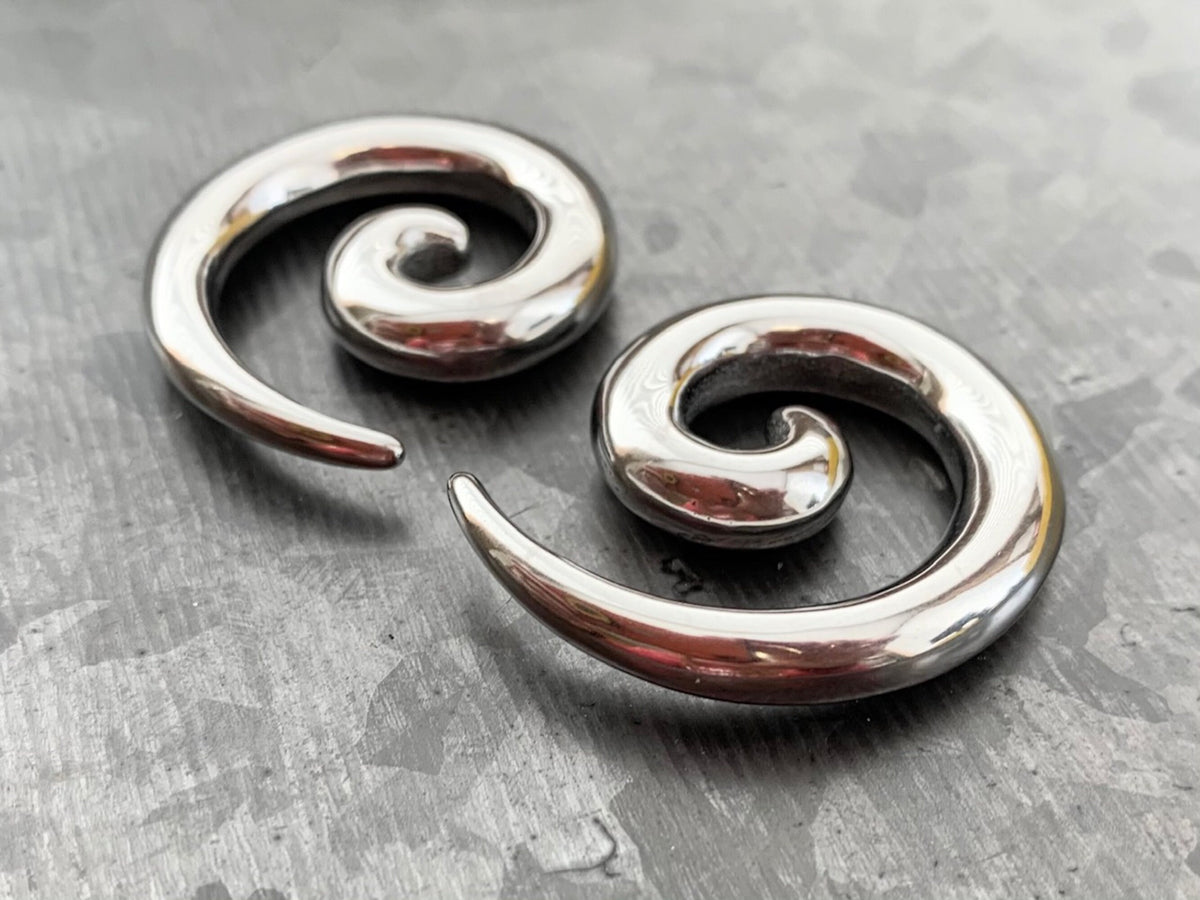 PAIR of Unique Stainless Steel Spiral Tapers Expanders - Gauges 14g thru 0g (8mm) available!
