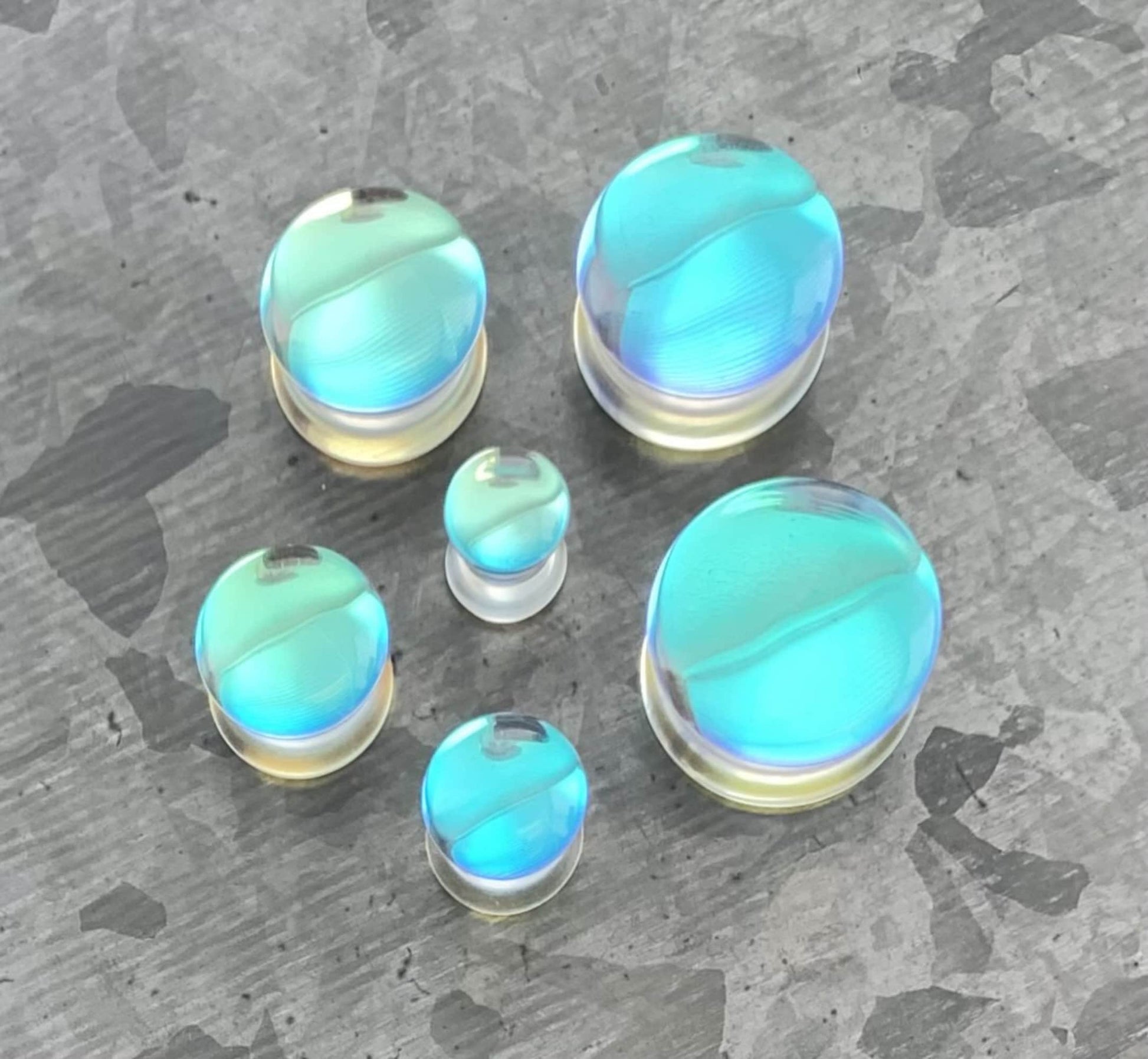 PAIR of Beautiful Iridescent Glass Double Flare Plugs - Gauges 2g (6mm) through 1 1/4" (32mm) available!