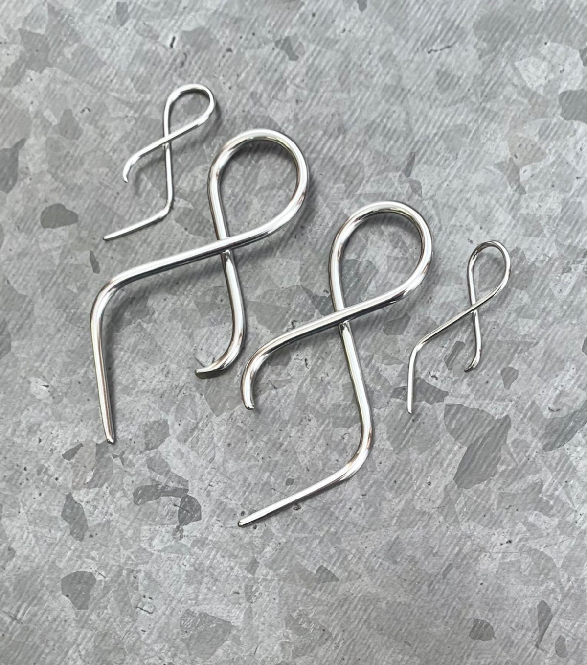 PAIR of Unique 316L Surgical Steel Twist Tail Hanging Tapers Expanders - Gauges 16g (1.2mm) thru 10g (2.4mm) available!