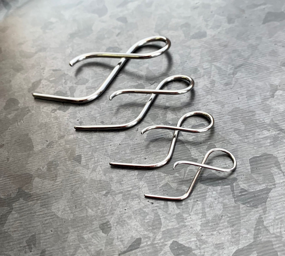 PAIR of Unique 316L Surgical Steel Twist Tail Hanging Tapers Expanders - Gauges 16g (1.2mm) thru 10g (2.4mm) available!