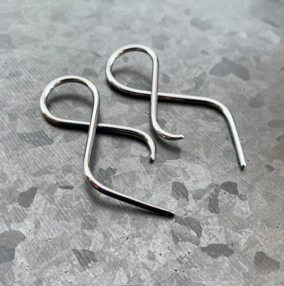 PAIR of Unique 316L Surgical Steel Twist Tail Hanging Tapers Expanders - Gauges 16g (1.2mm) thru 10g (2.4mm) available!