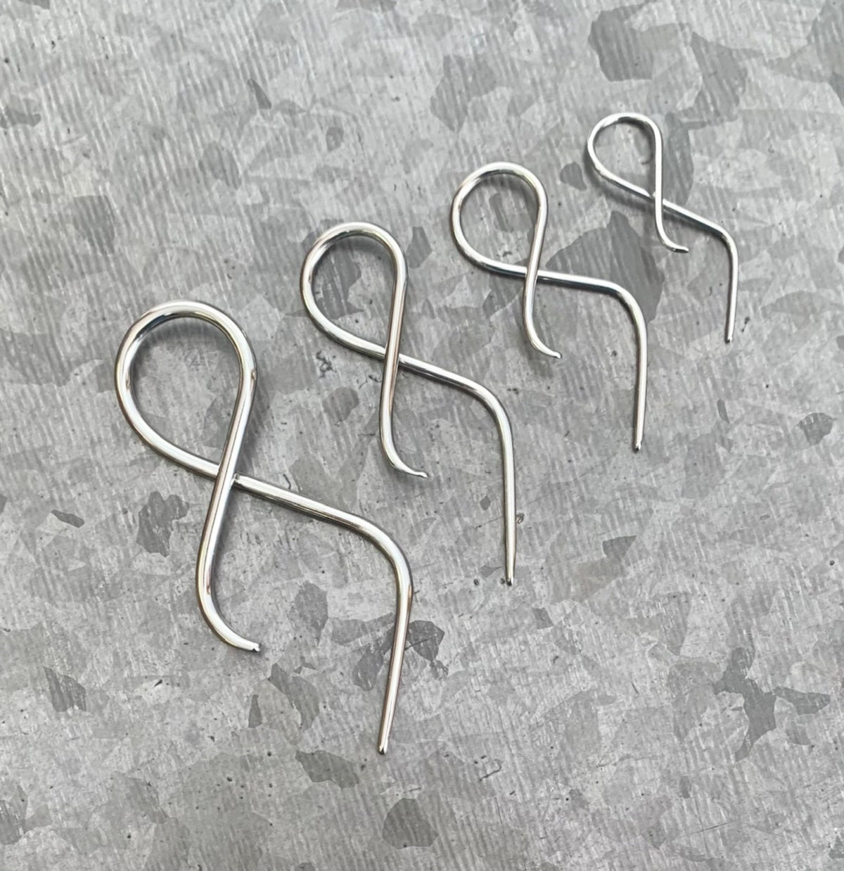 PAIR of Unique 316L Surgical Steel Twist Tail Hanging Tapers Expanders - Gauges 16g (1.2mm) thru 10g (2.4mm) available!
