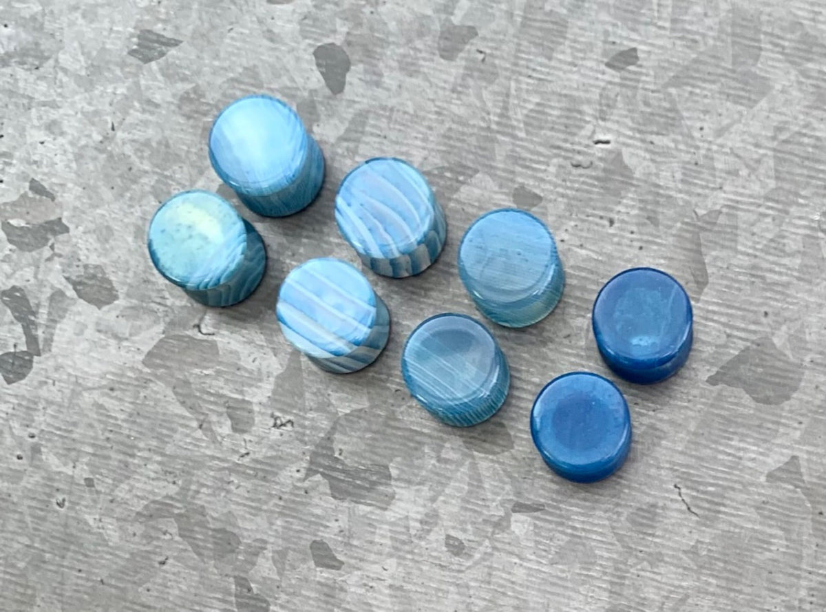 PAIR of Unique Blue Striped Agate Organic Double Flare Stone Tunnels- Gauges 2g (6mm) to 5/8" (16mm) available!