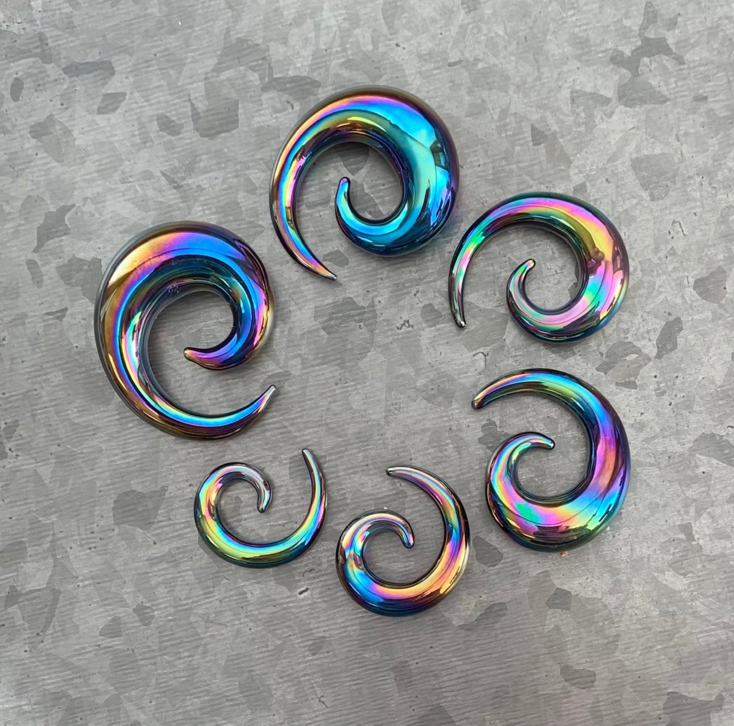 PAIR of Stunning Black Lucifer Glass Spiral Taper Plugs - Expanders Gauges 8g (3mm) thru 5/8" (16mm) available!